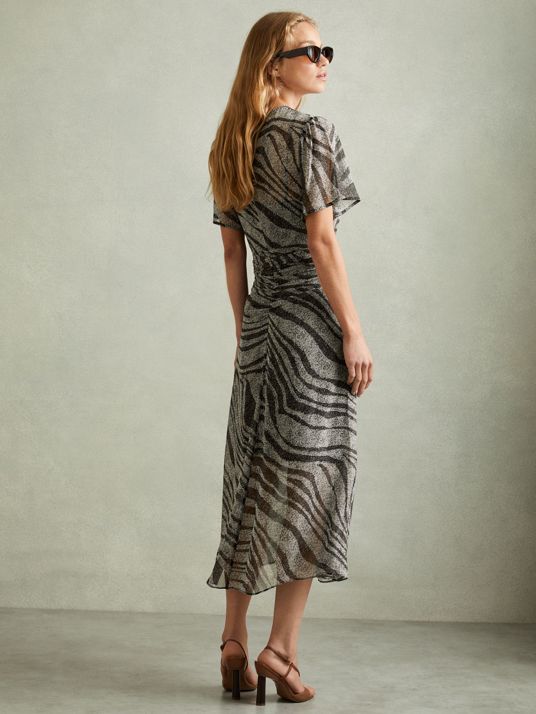 Animal Printed Midi Dress in Black/Grey - Image 3 of 5