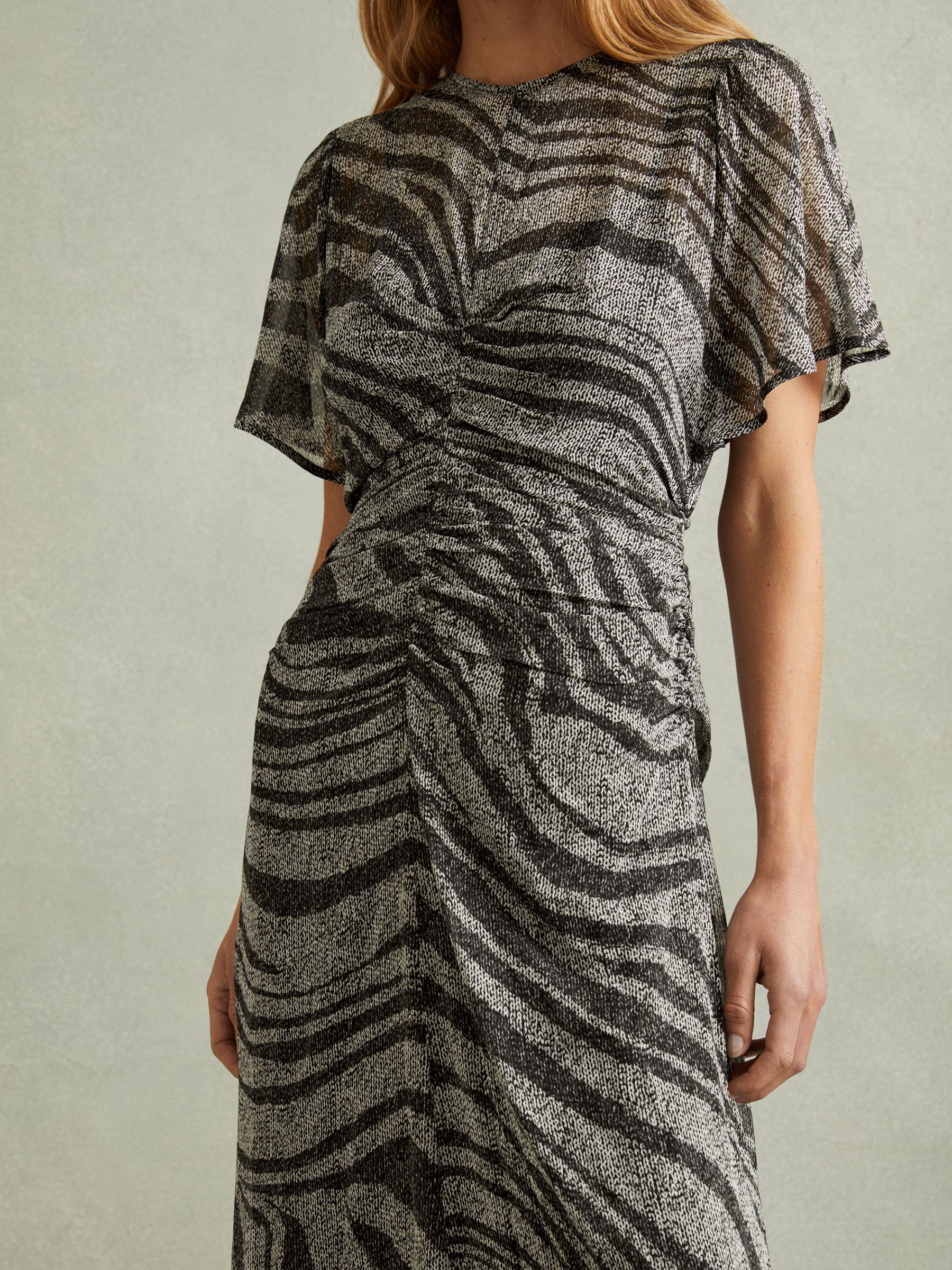 Animal Printed Midi Dress in Black/Grey - Image 4 of 5