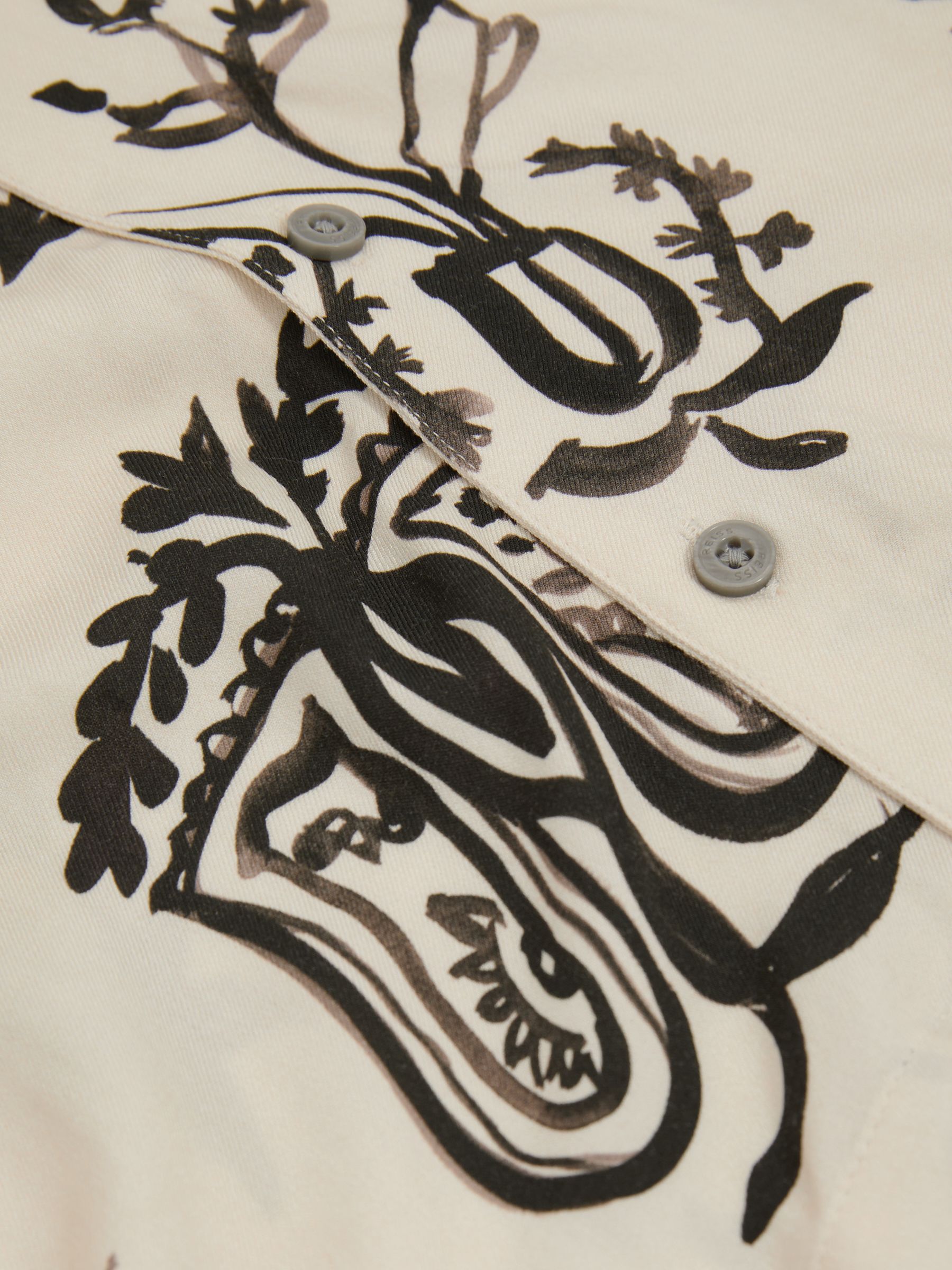 Relaxed Printed Cuban Collar Shirt in Off White/Black - Image 2 of 2