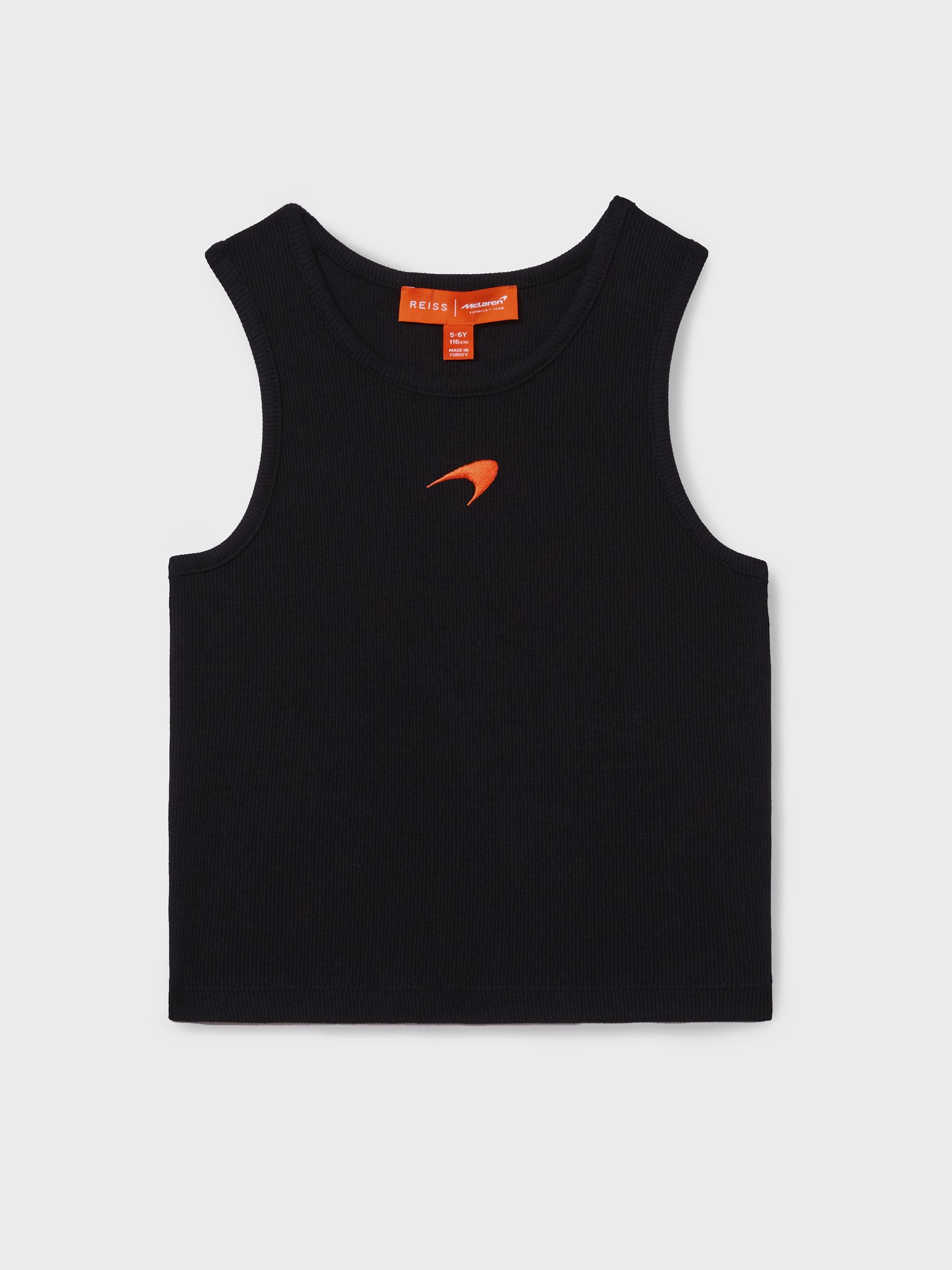 9-13 yrs McLaren F1 Ribbed Cotton Embroidered Vest in Black - Image 2 of 5
