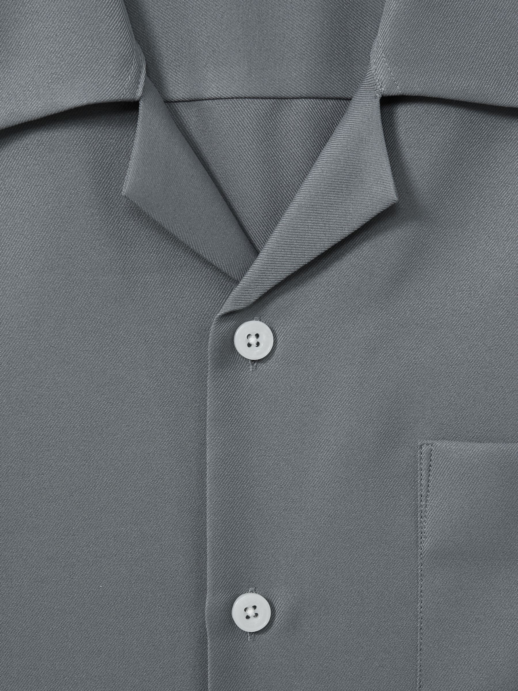 Cuban Collar Button-Through Shirt in Slate Grey - Image 6 of 6