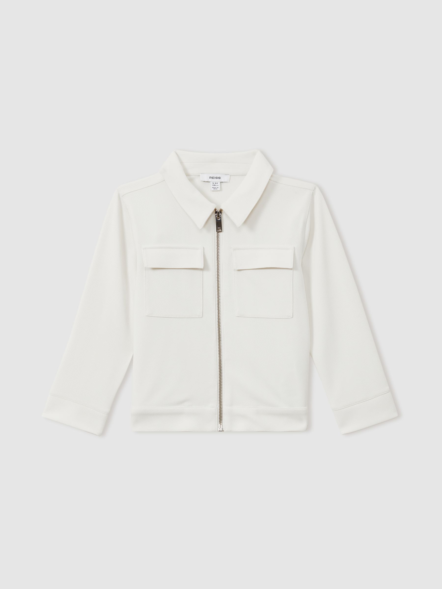 13-14 yrs Twill Zip-Front Jacket in Off White - Image 1 of 3 13-14 yrs Twill Zip-Front Jacket in Off White - Image 1 of 3