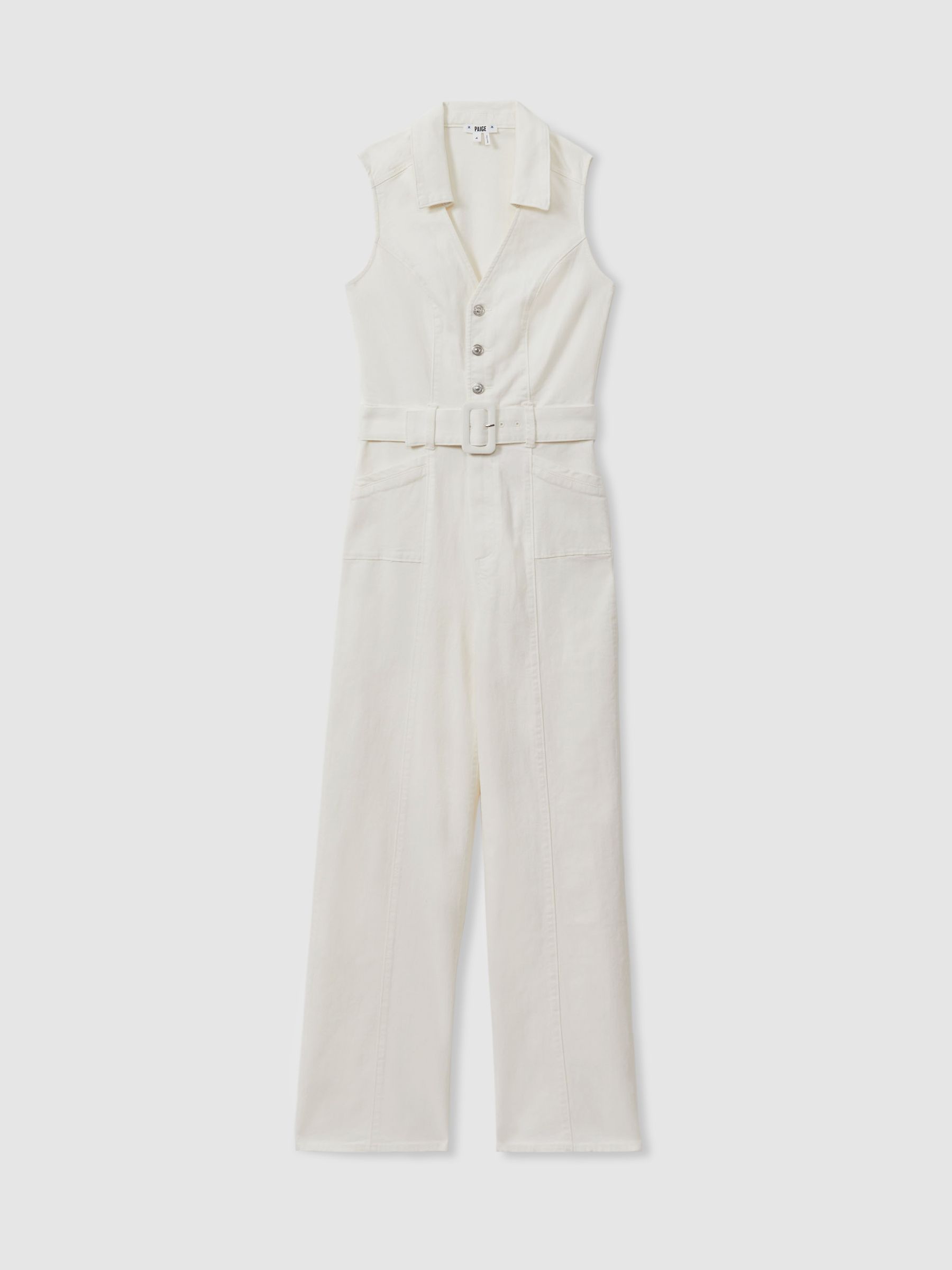 Paige Denim Jumpsuit in Ecru - Image 1 of 5