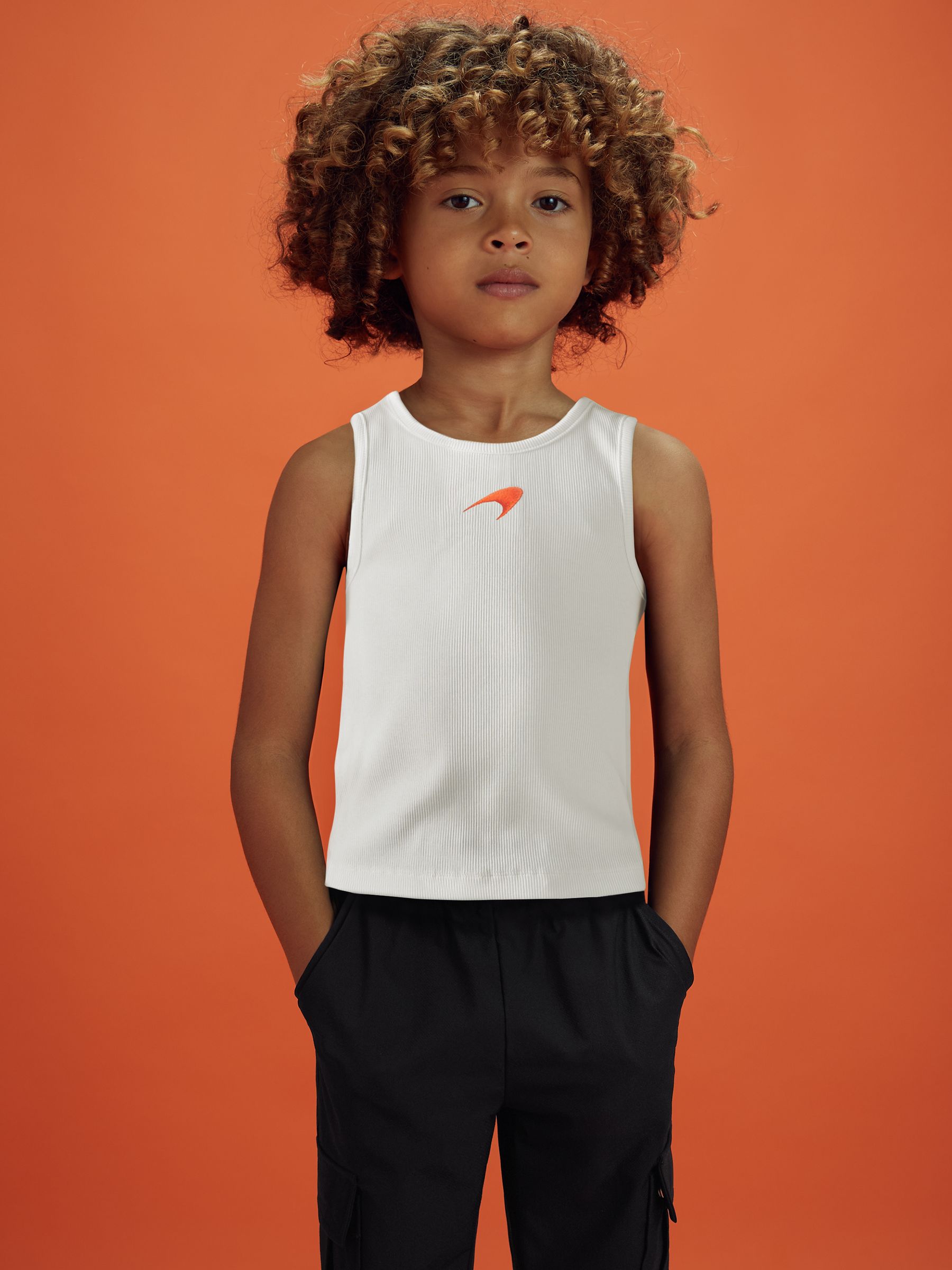 9-13 yrs McLaren F1 Ribbed Cotton Embroidered Vest in White - Image 3 of 3