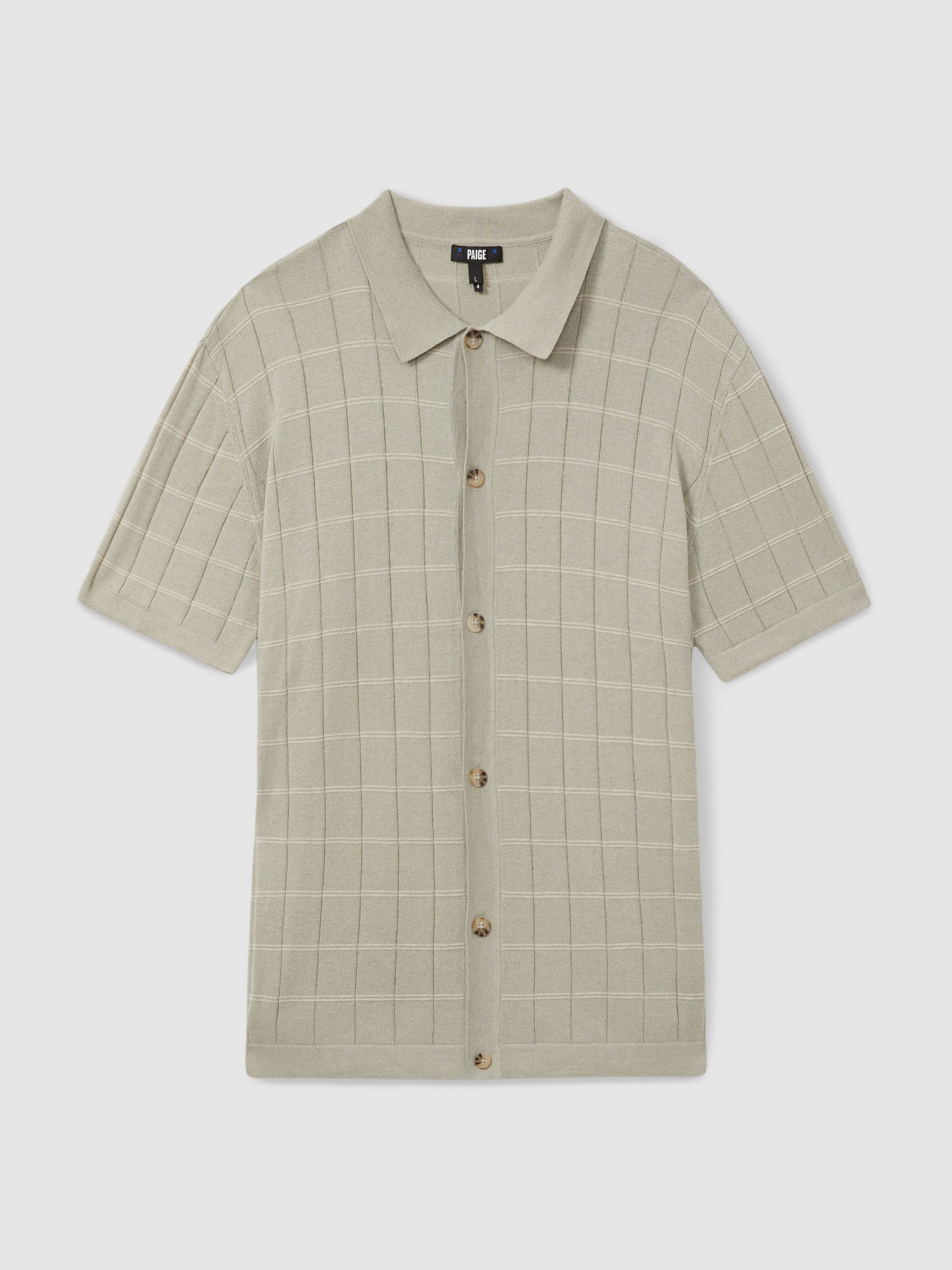 Mendez Sage Paige Cotton-Linen Knitted Check Shirt - Image 1 of 6