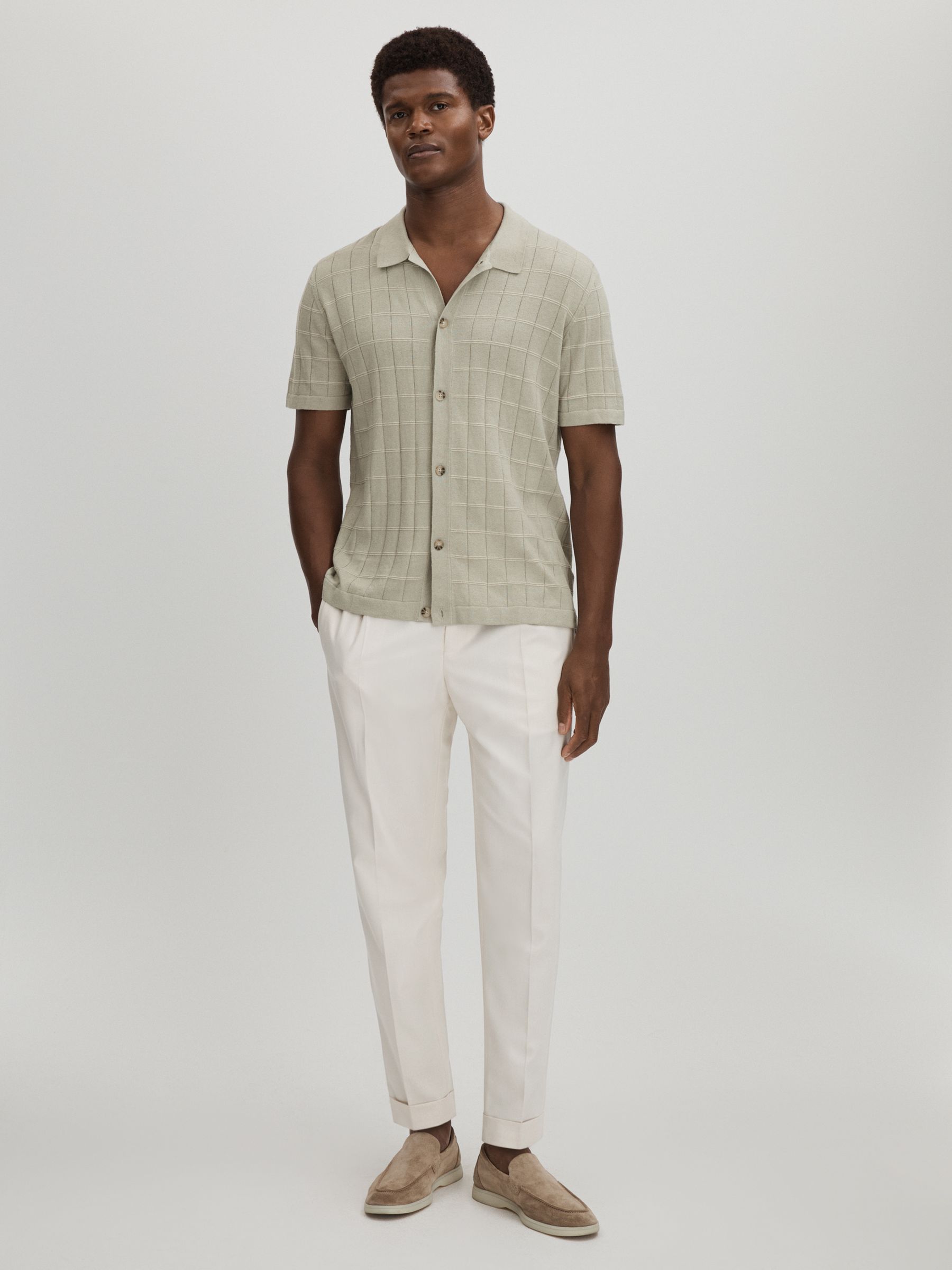 Mendez Sage Paige Cotton-Linen Knitted Check Shirt - Image 3 of 6