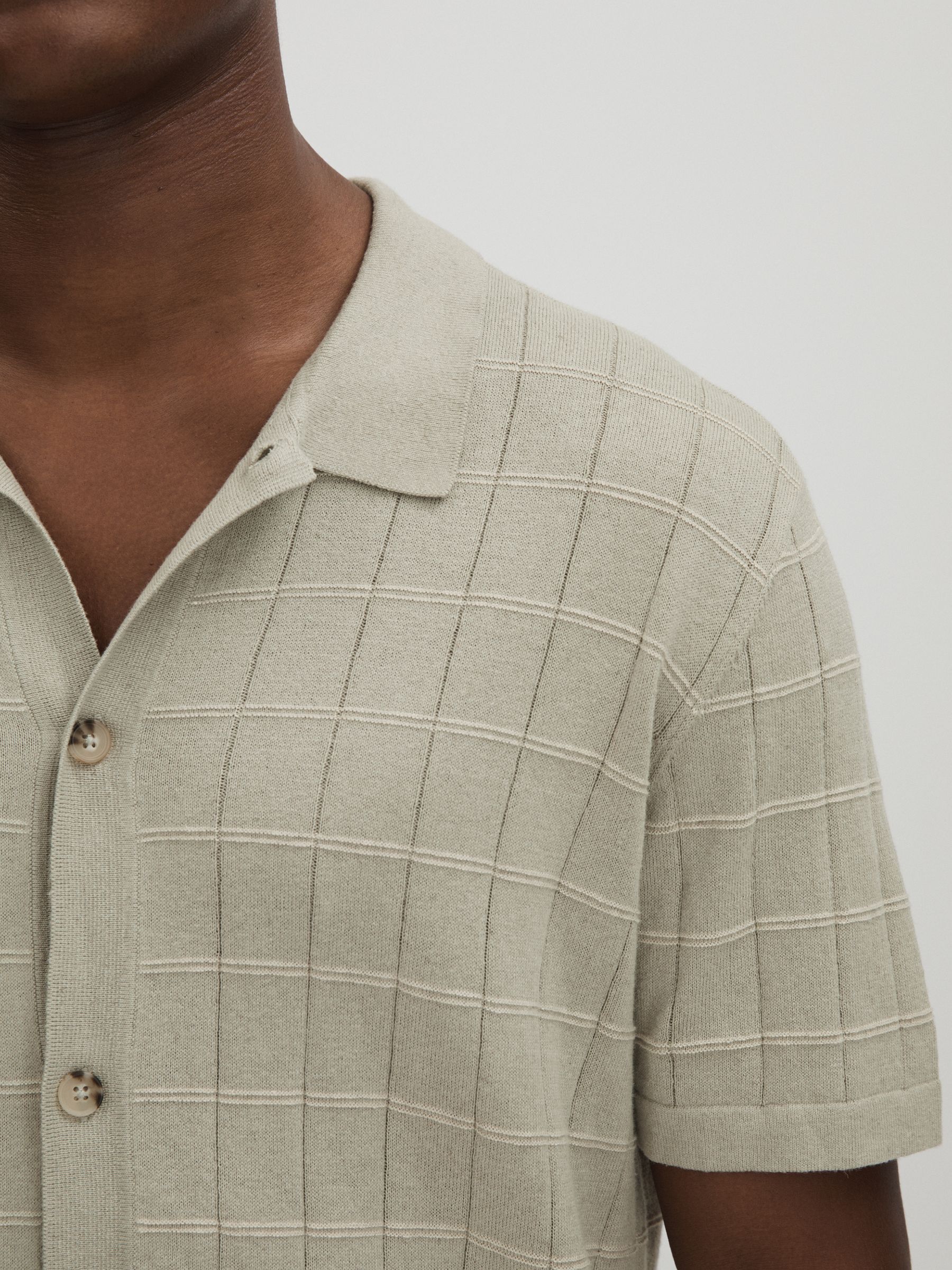 Mendez Sage Paige Cotton-Linen Knitted Check Shirt - Image 4 of 6