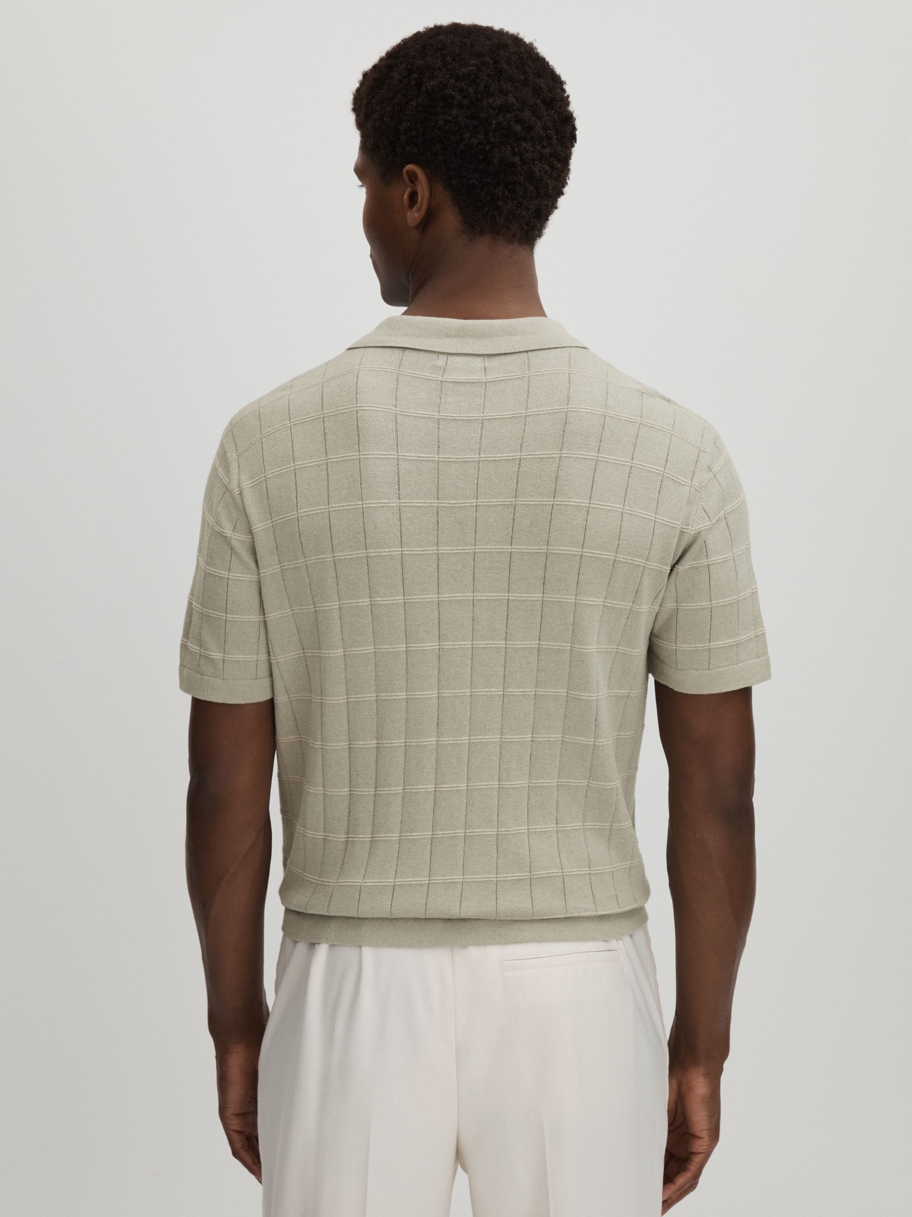 Mendez Sage Paige Cotton-Linen Knitted Check Shirt - Image 5 of 6