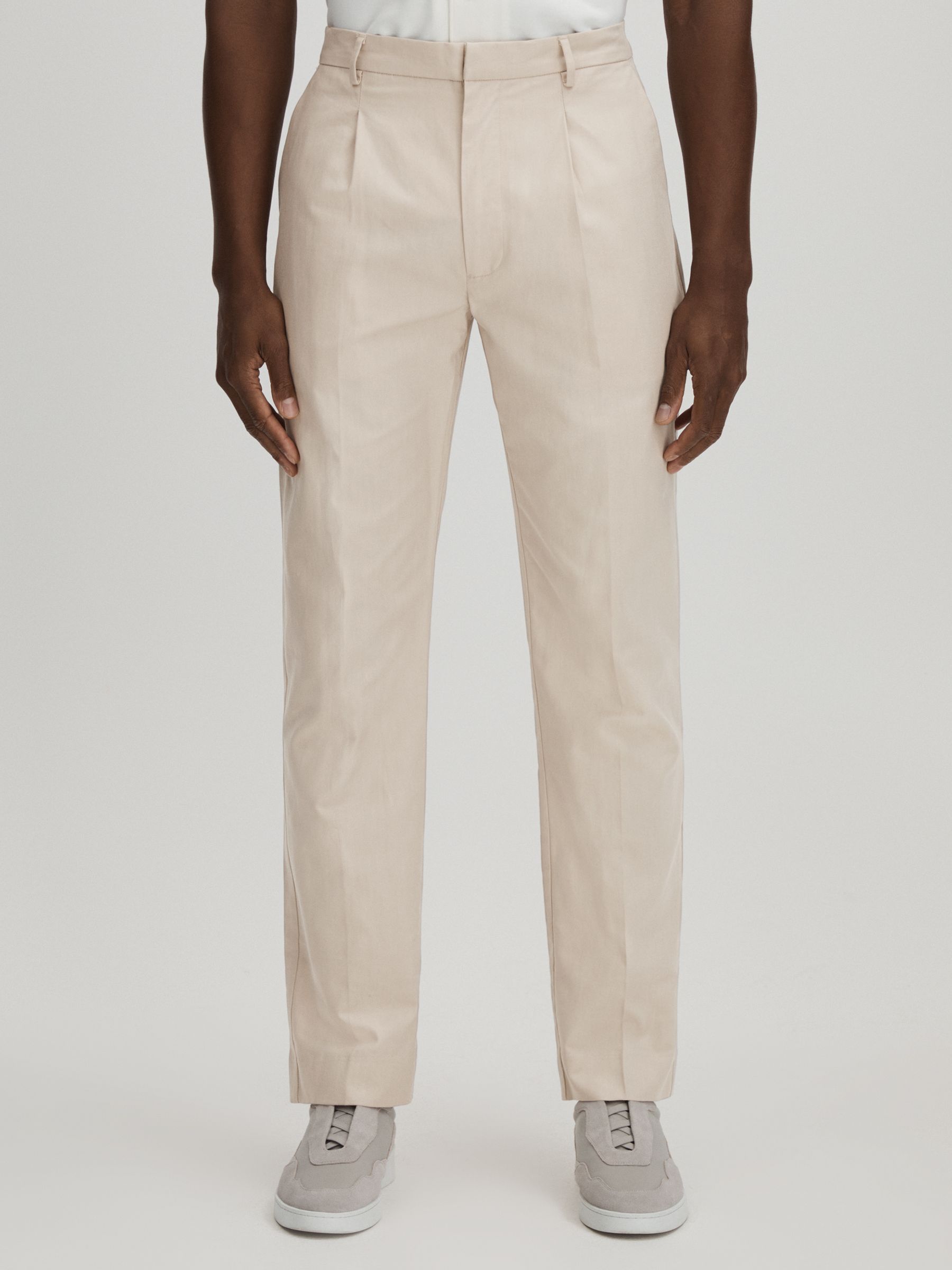 Cotton-Lyocell Straight Leg Trousers in Light Khaki - image 3