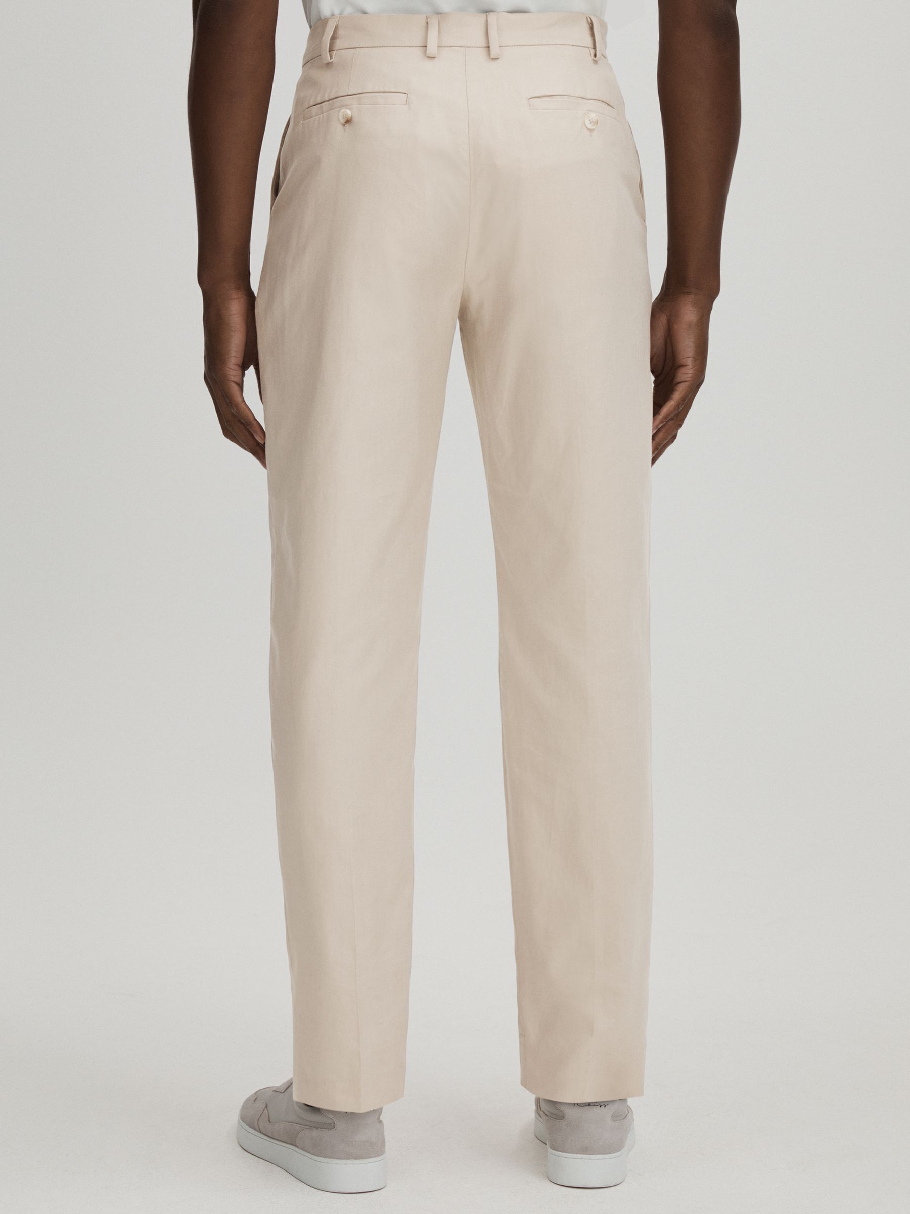 Cotton-Lyocell Straight Leg Trousers in Light Khaki - image 5