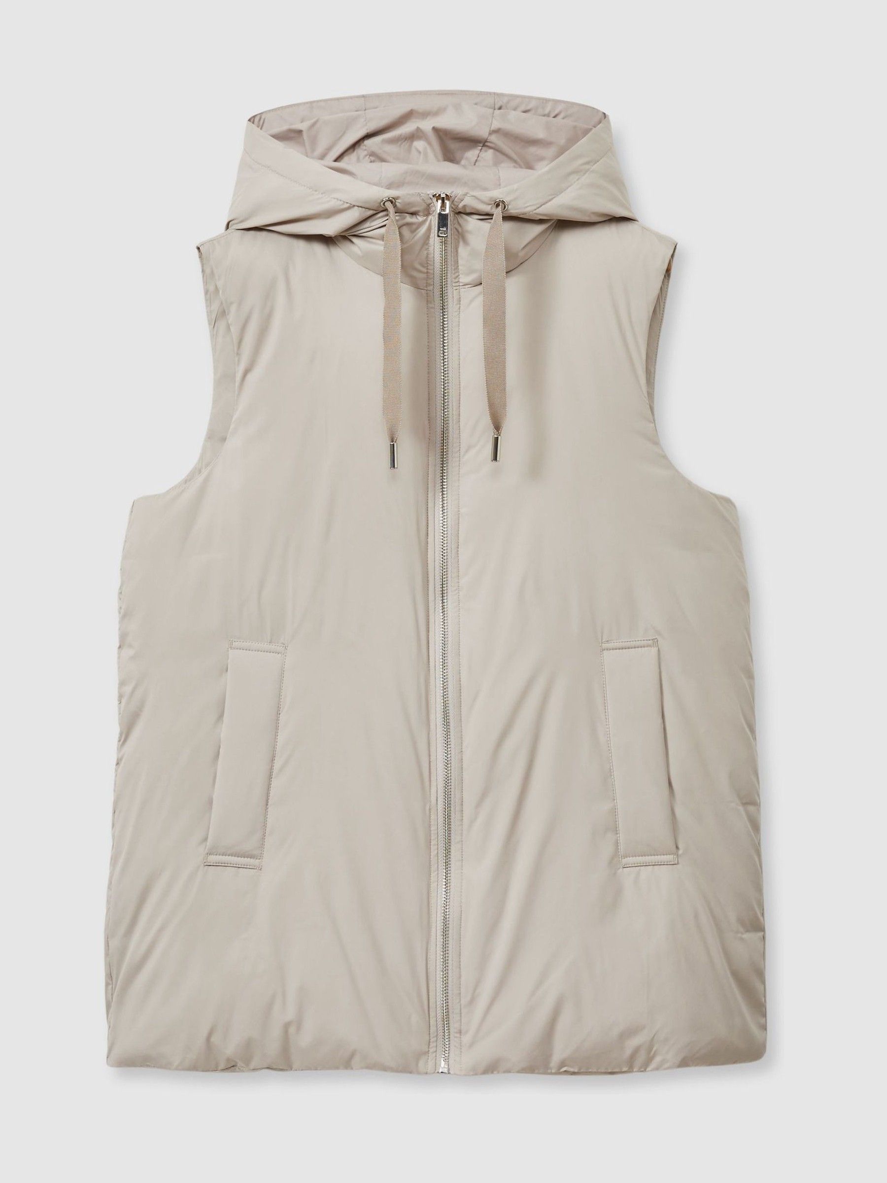 Padded Hooded Gilet in Neutral - Image 2 of 6