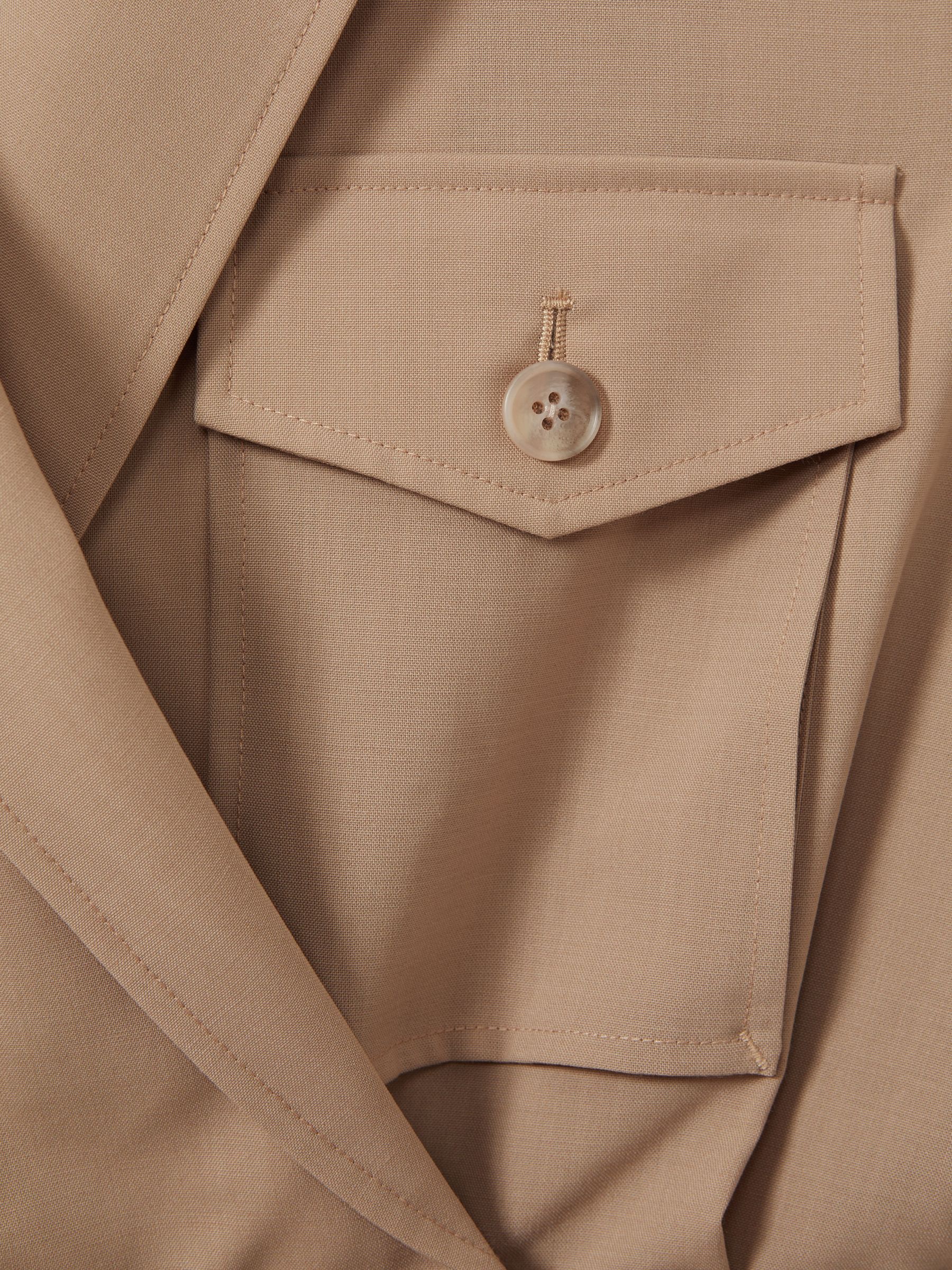 Wool Blend Double Breasted Belted Jumpsuit in Stone - Image 5 of 5