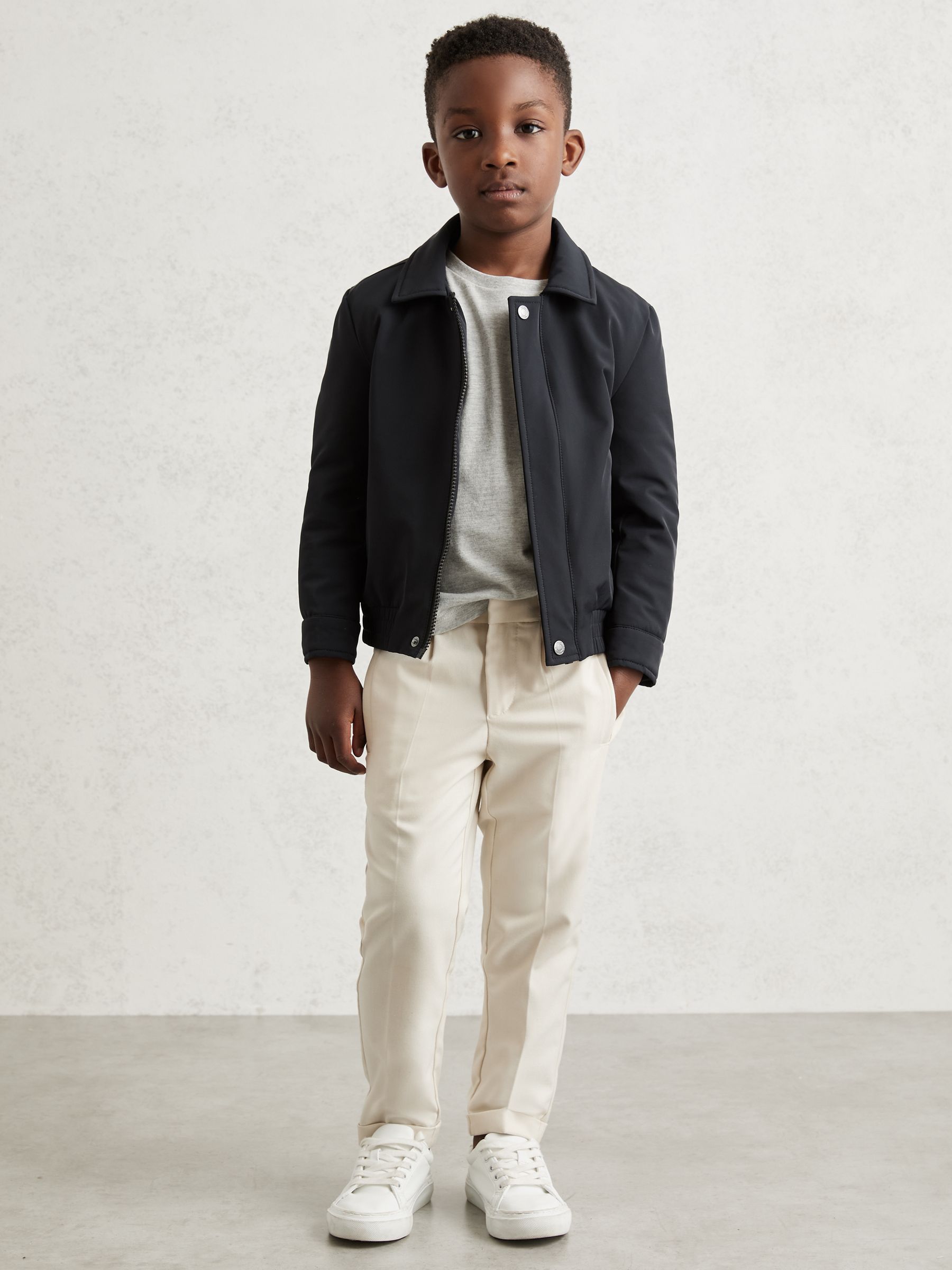 13-14 yrs Zip-Through Harrington Jacket in Blue - Image 2 of 4