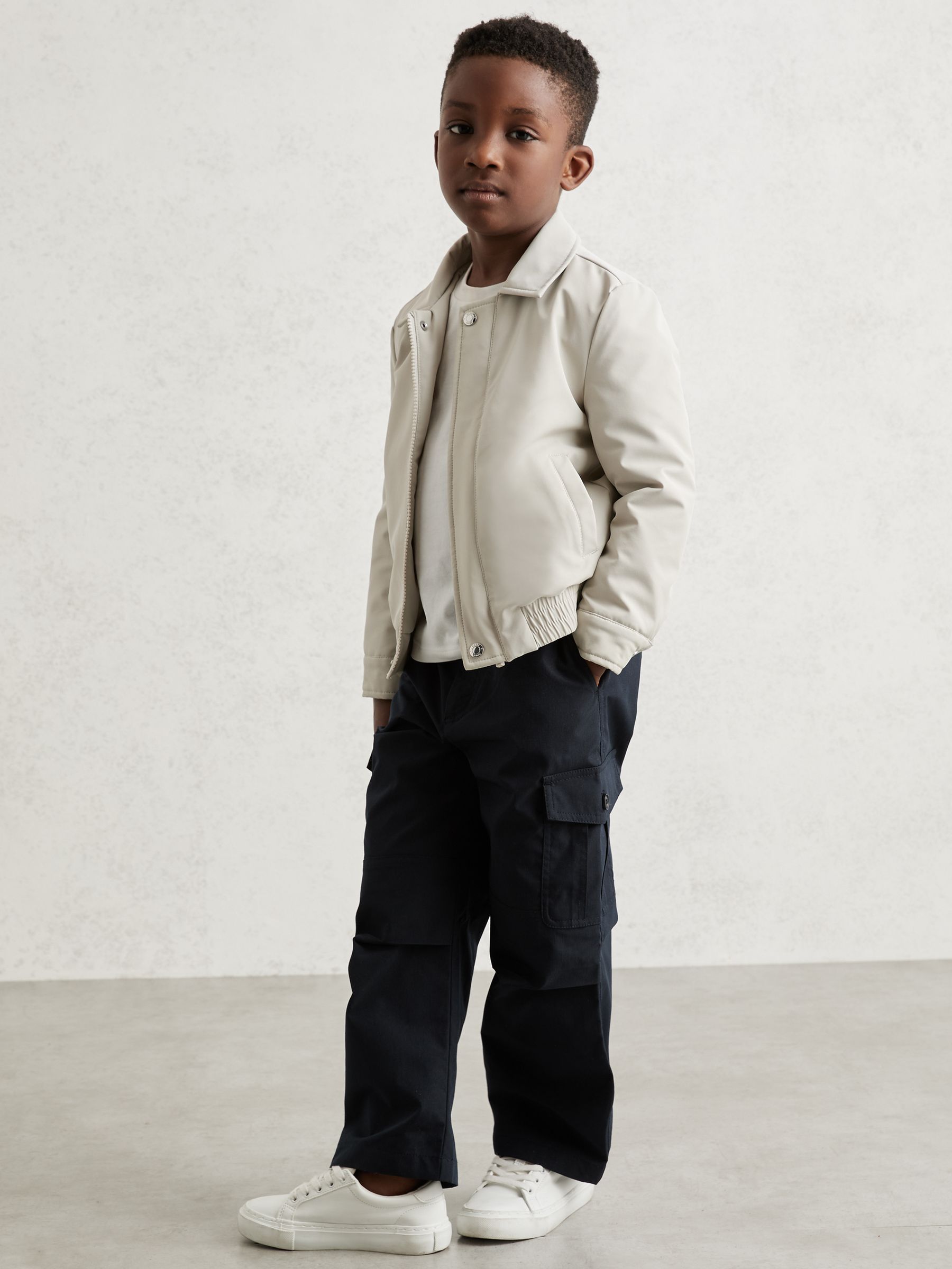 13-14 yrs Zip-Through Harrington Jacket in Stone - Image 3 of 4