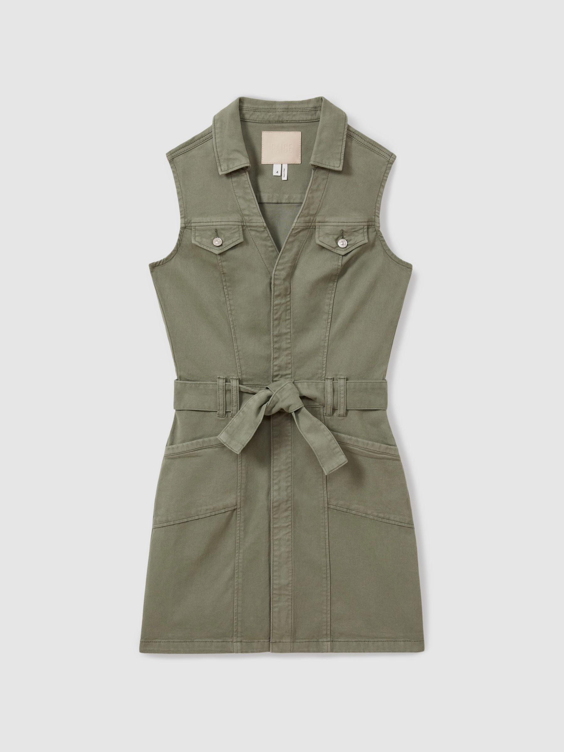 Paige Denim Mini Dress in Khaki - Image 2 of 5