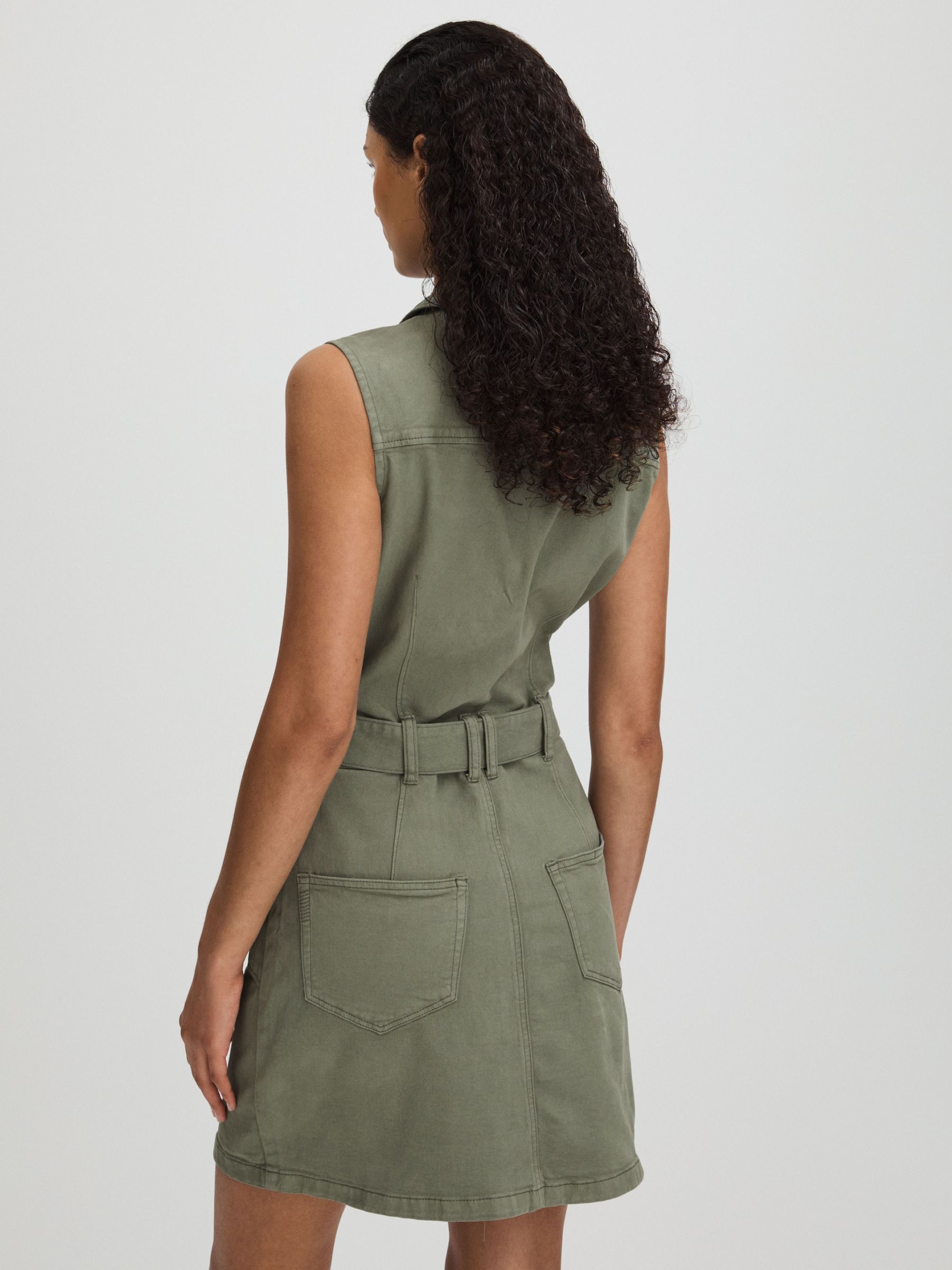 Paige Denim Mini Dress in Khaki - Image 4 of 5