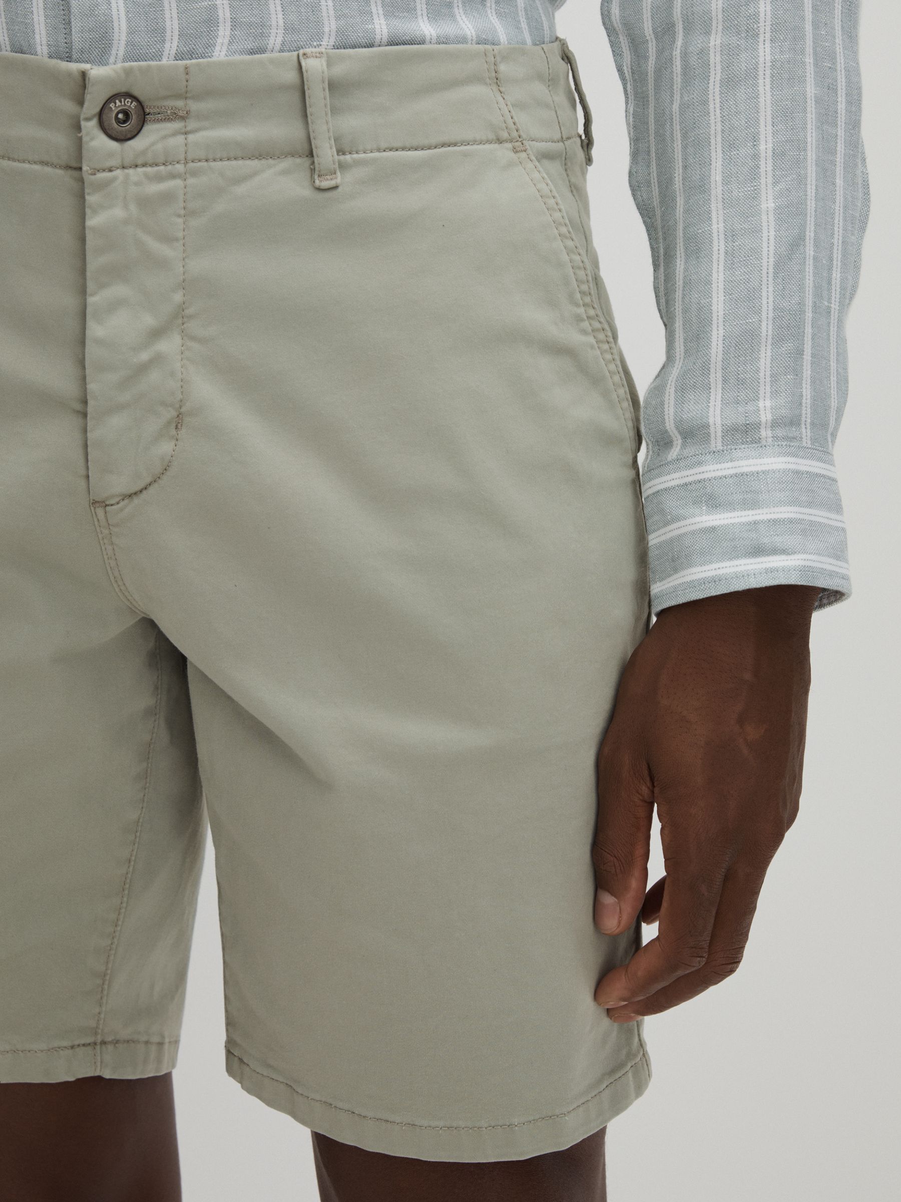 Paige Cotton Blend Chino Shorts in Thyme Melange - Image 4 of 6