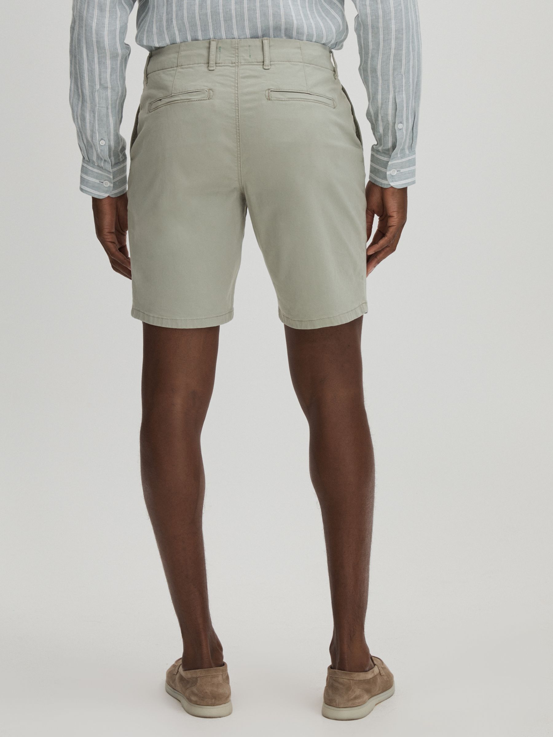 Paige Cotton Blend Chino Shorts in Thyme Melange - Image 5 of 6