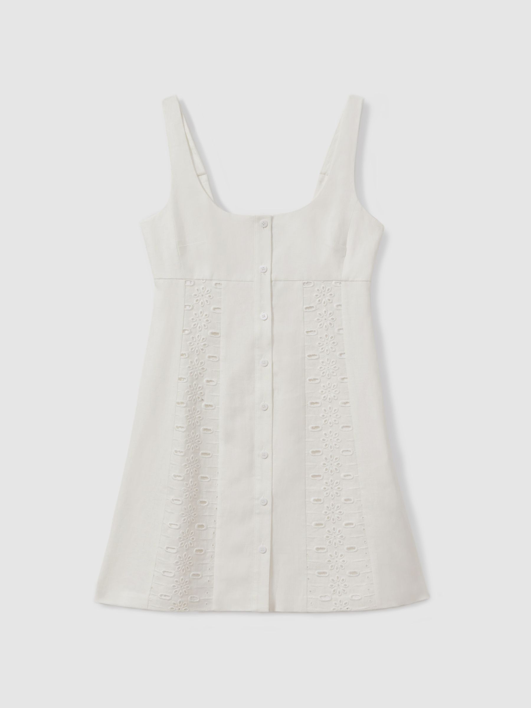 Dorothea Ivory Linen Broderie Mini Dress - Image 2 of 5
