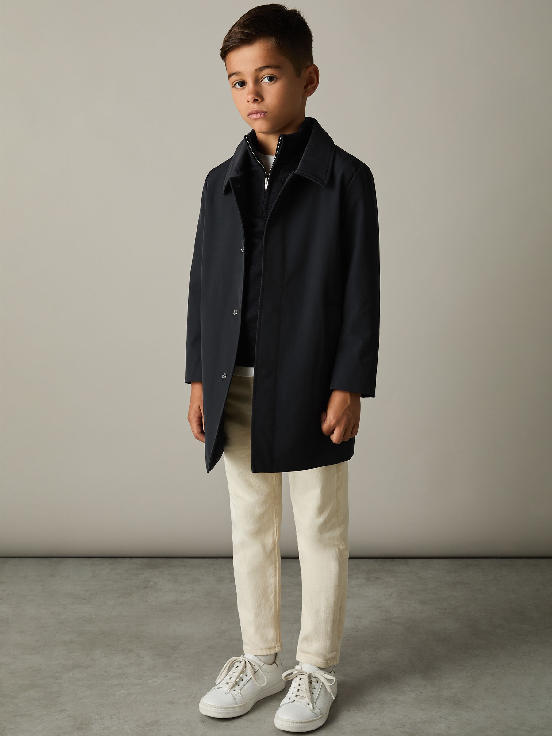 3-9 yrs Gabardine Coat with Removable Gilet in Navy - Image 1 of 4