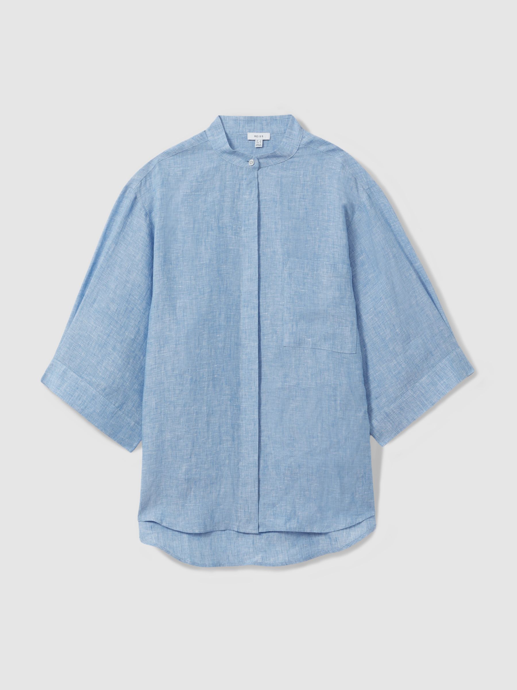 Relaxed Sleeve Linen Shirt in Blue - Image 2 of 5