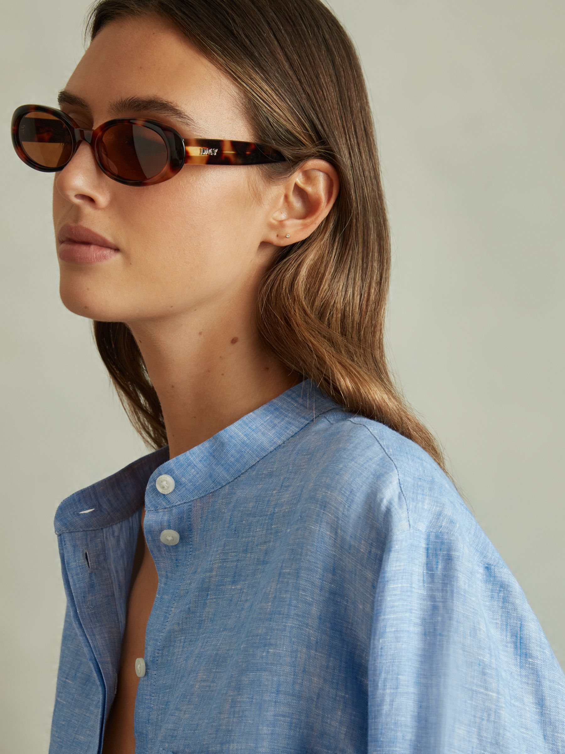 Relaxed Sleeve Linen Shirt in Blue - Image 3 of 5