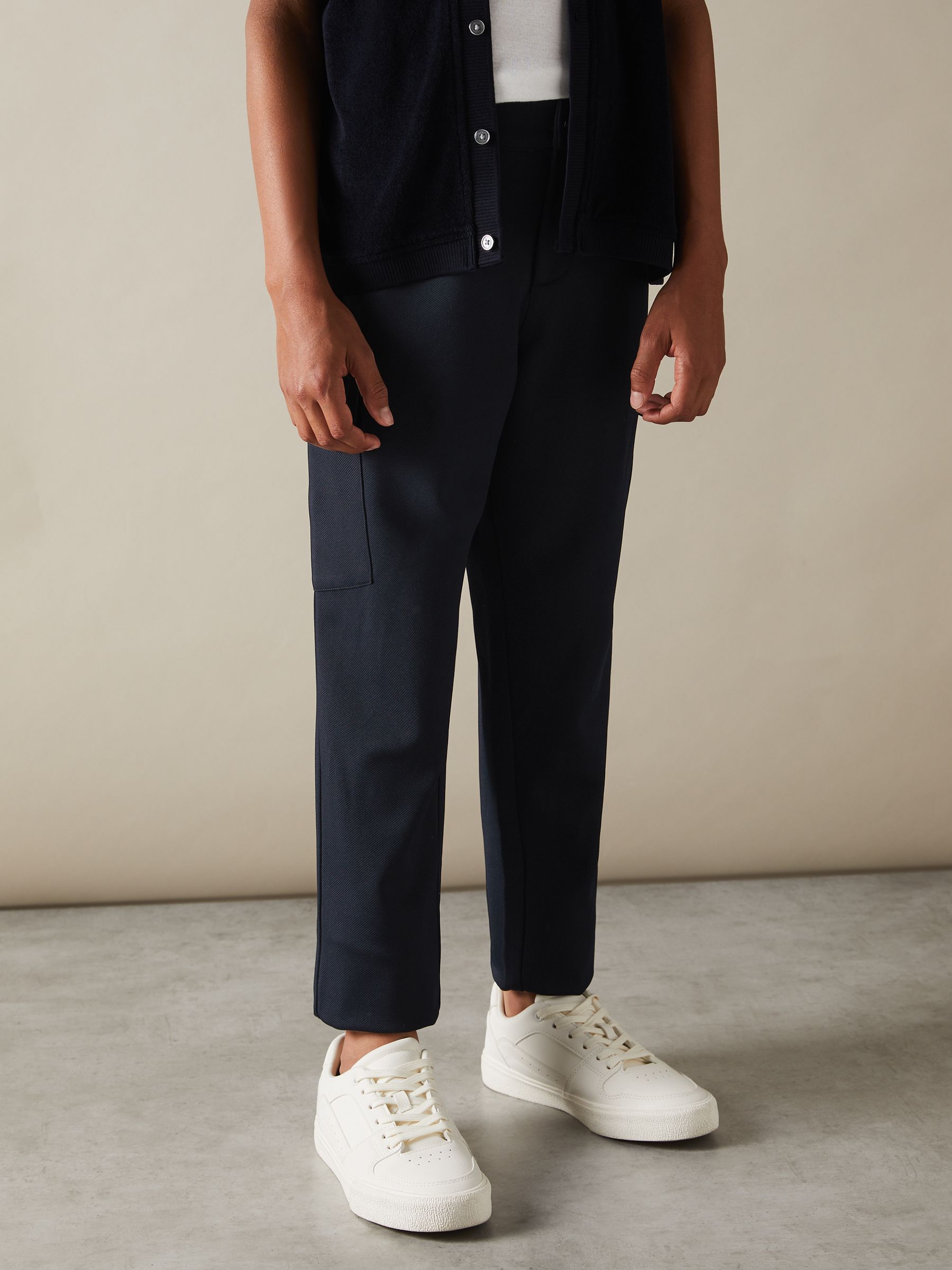 Pantalon cargo en sergé bleu marine - Image 4 sur 4