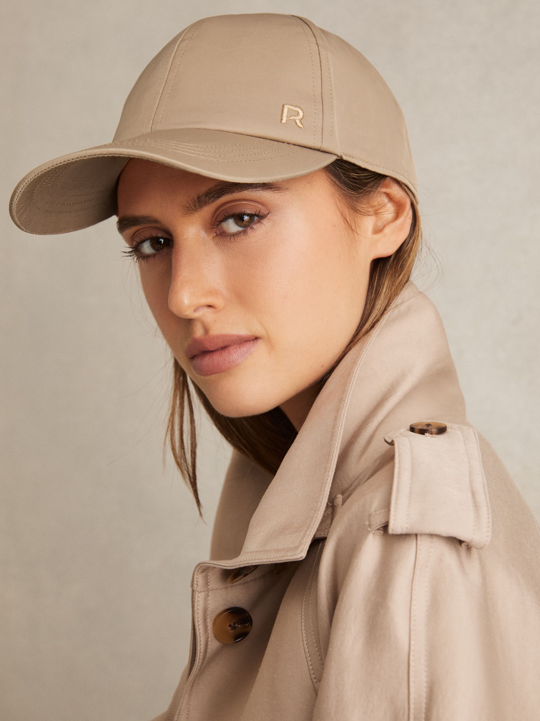 Adjustable Embroidered Logo Baseball Cap in Taupe - Image 2 of 5