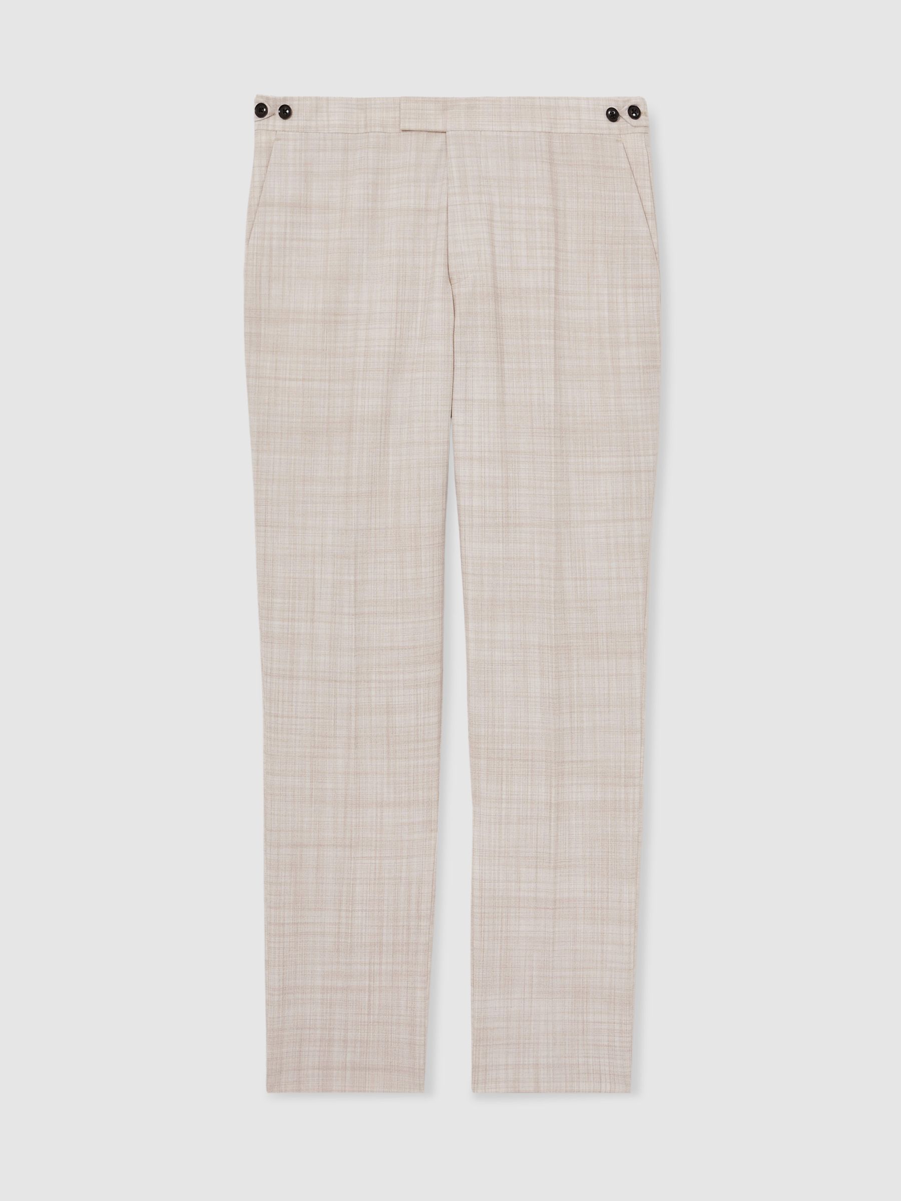 Check Regular-Fit Suit Trousers in Stone - Image 2 of 6
