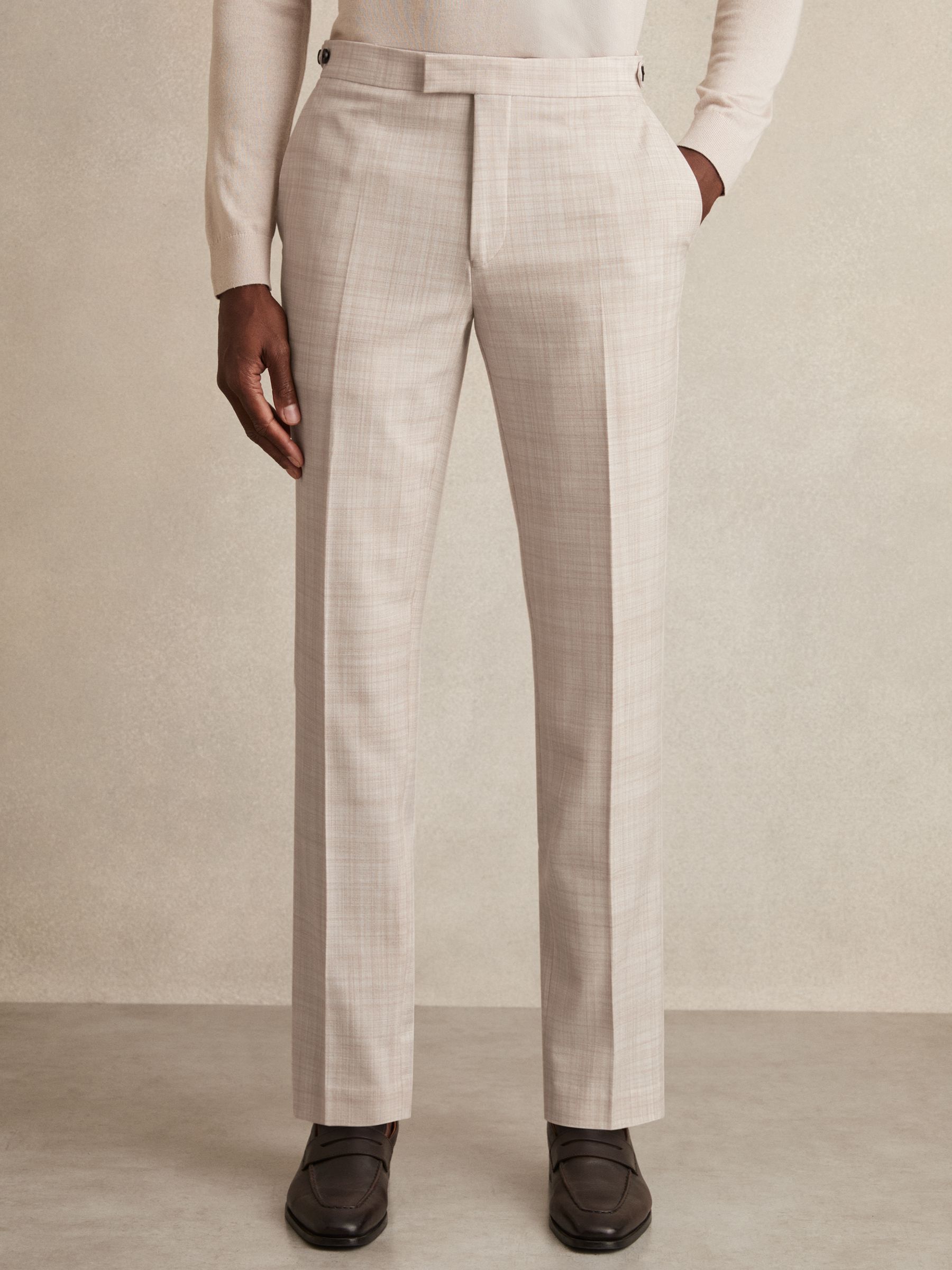Check Regular-Fit Suit Trousers in Stone - image 4