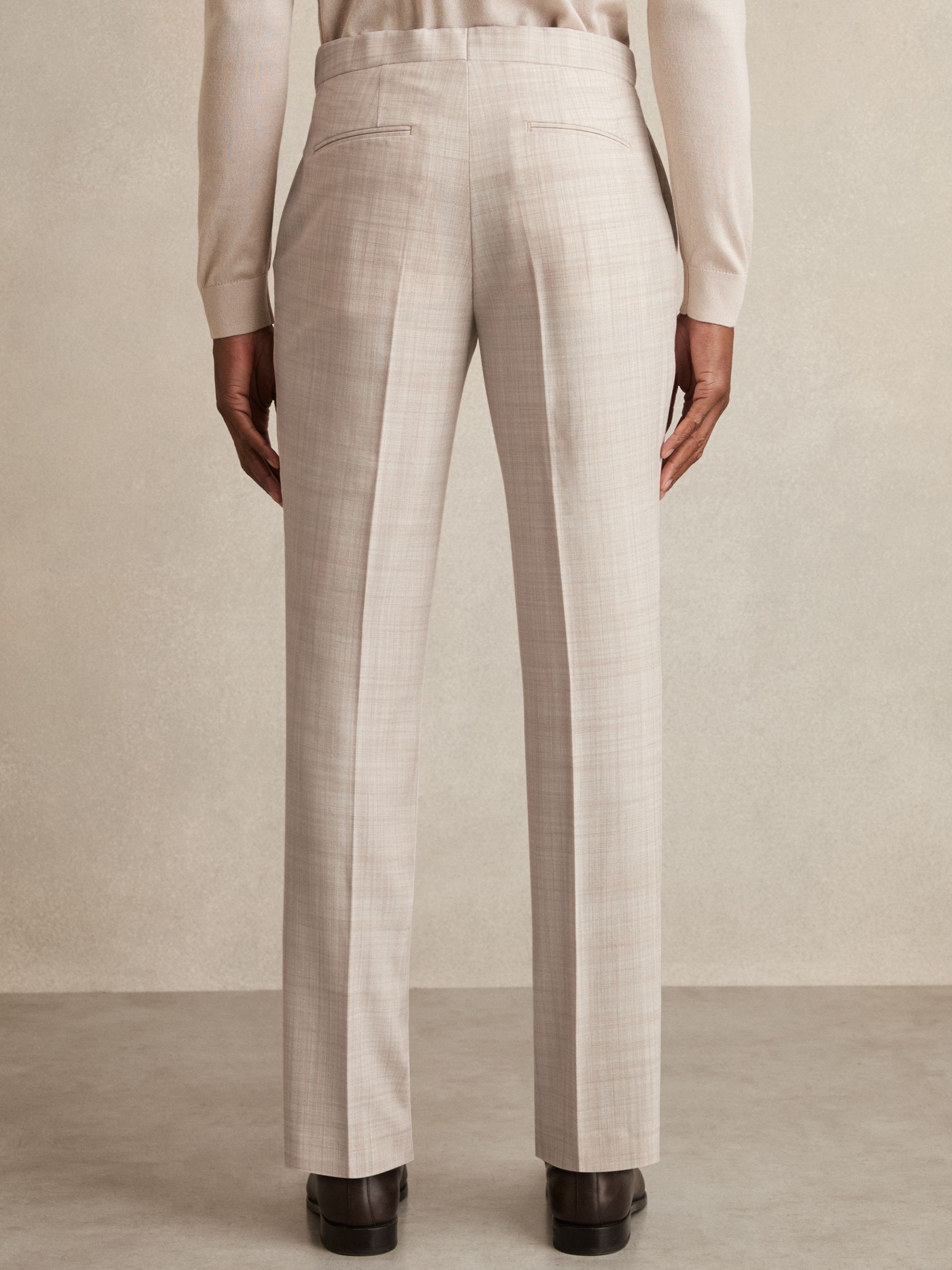 Check Regular-Fit Suit Trousers in Stone - image 5