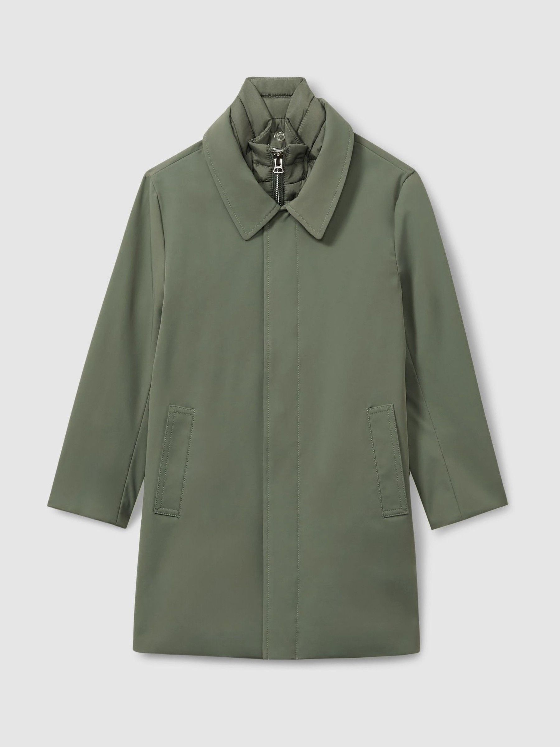 3-9 yrs Gabardine Coat with Removable Gilet in Sage Green - Image 2 of 5