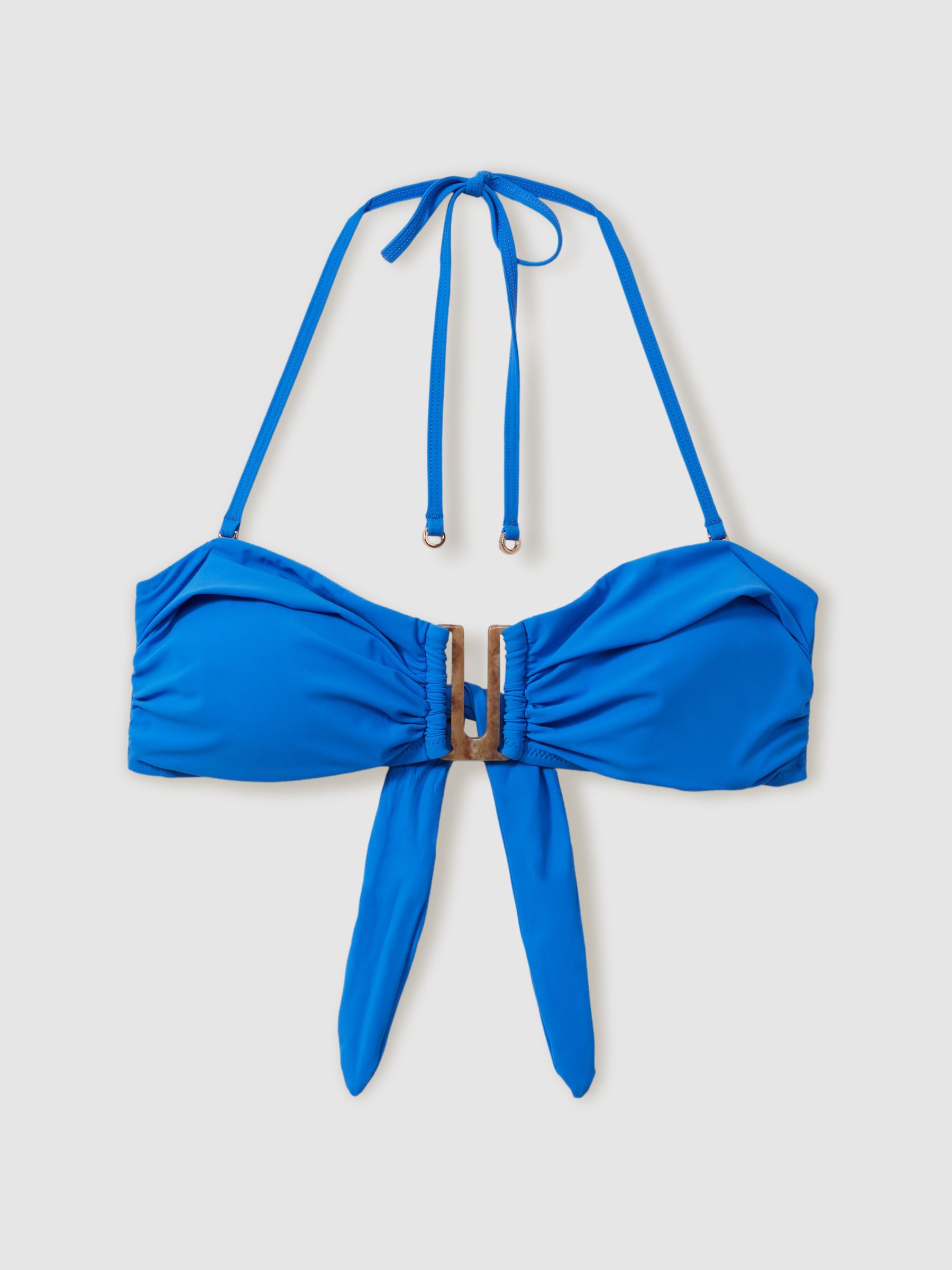 Gathered Bandeau Bikini Top in Blue - Image 2 of 5