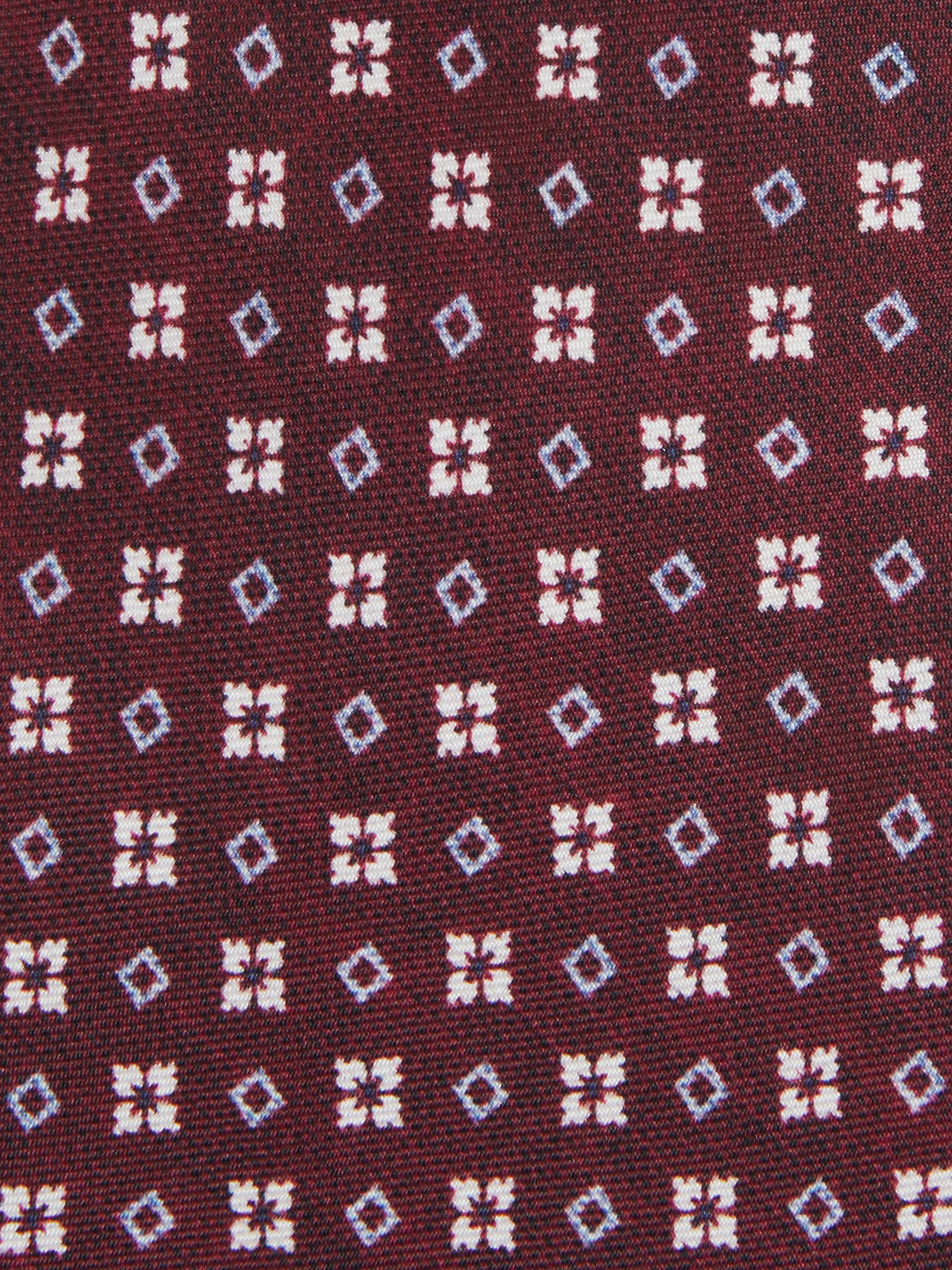 Silk Medallion Print Tie in Bordeaux - Image 5 of 5