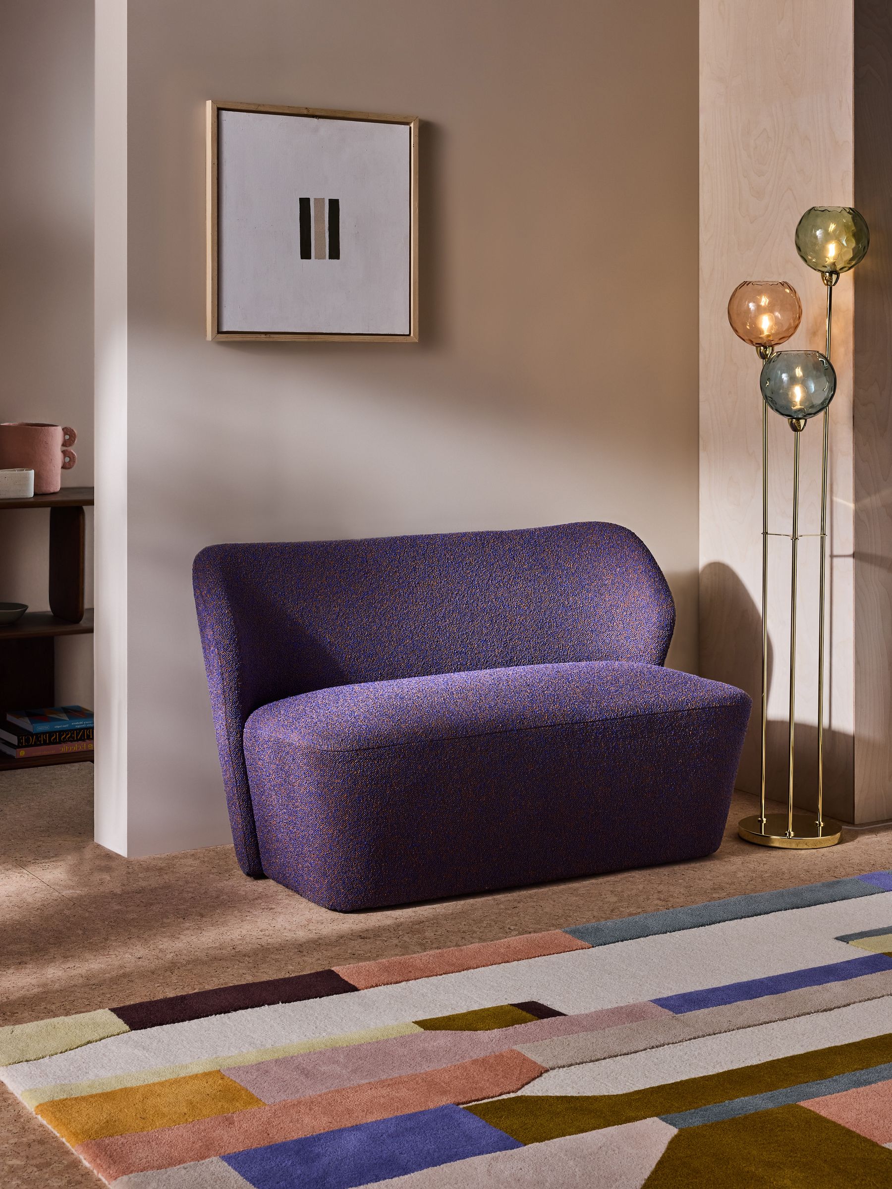 Topeka Small 2 Seater Sofa in Cobalt Blue Pax Boucle - Image 1 of 4