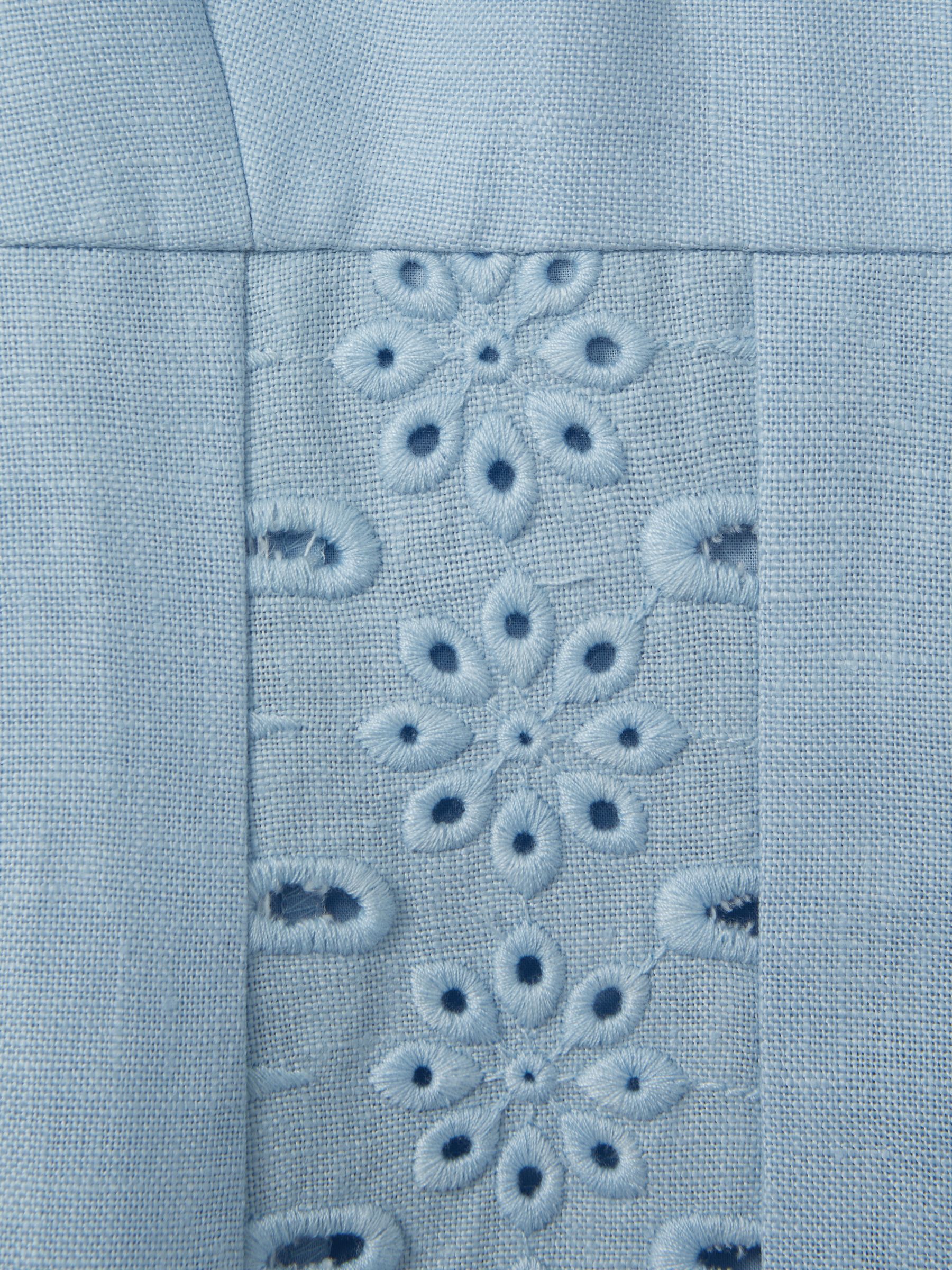 Petite Linen Broderie Midi Dress in Blue - Image 5 of 6