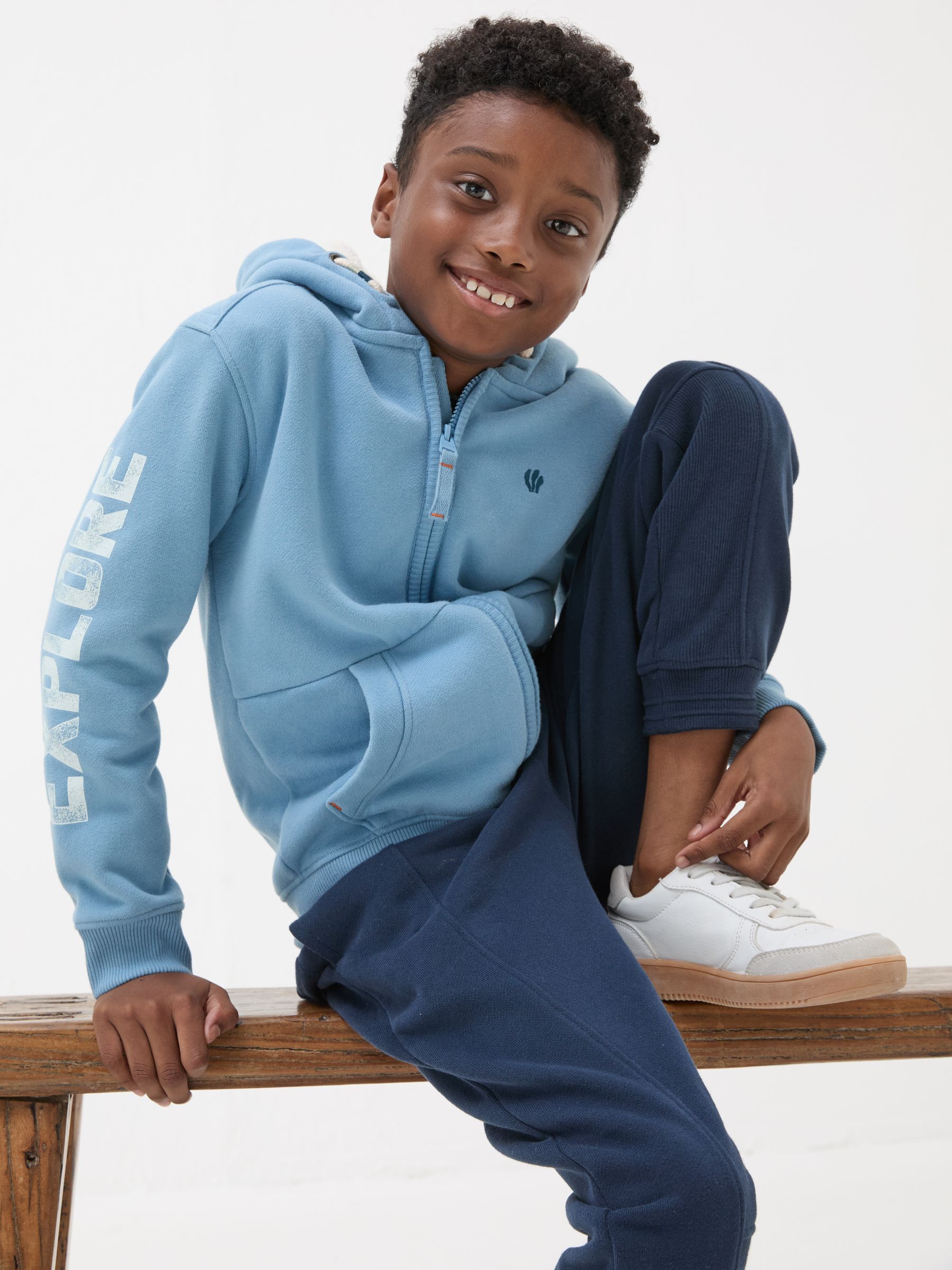 Blue Ski Borg Zip Through Hoodie FatFace