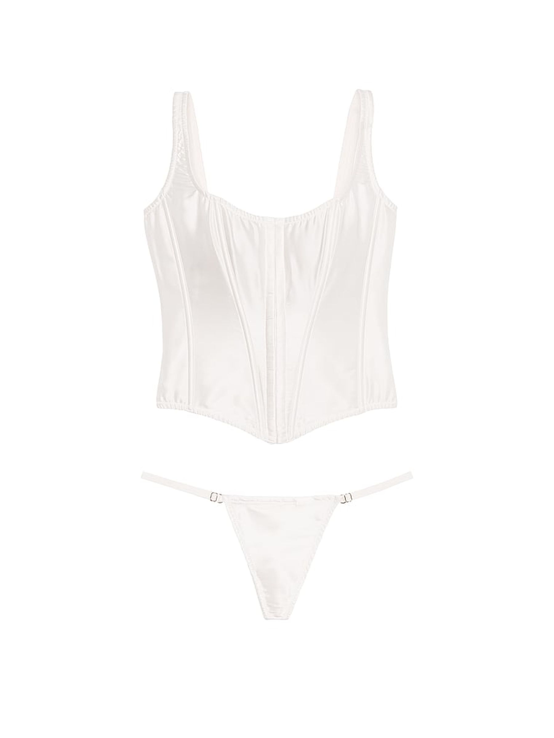 Coconut White Archive Satin Corset and Knicker Set - Image 3 of 3
