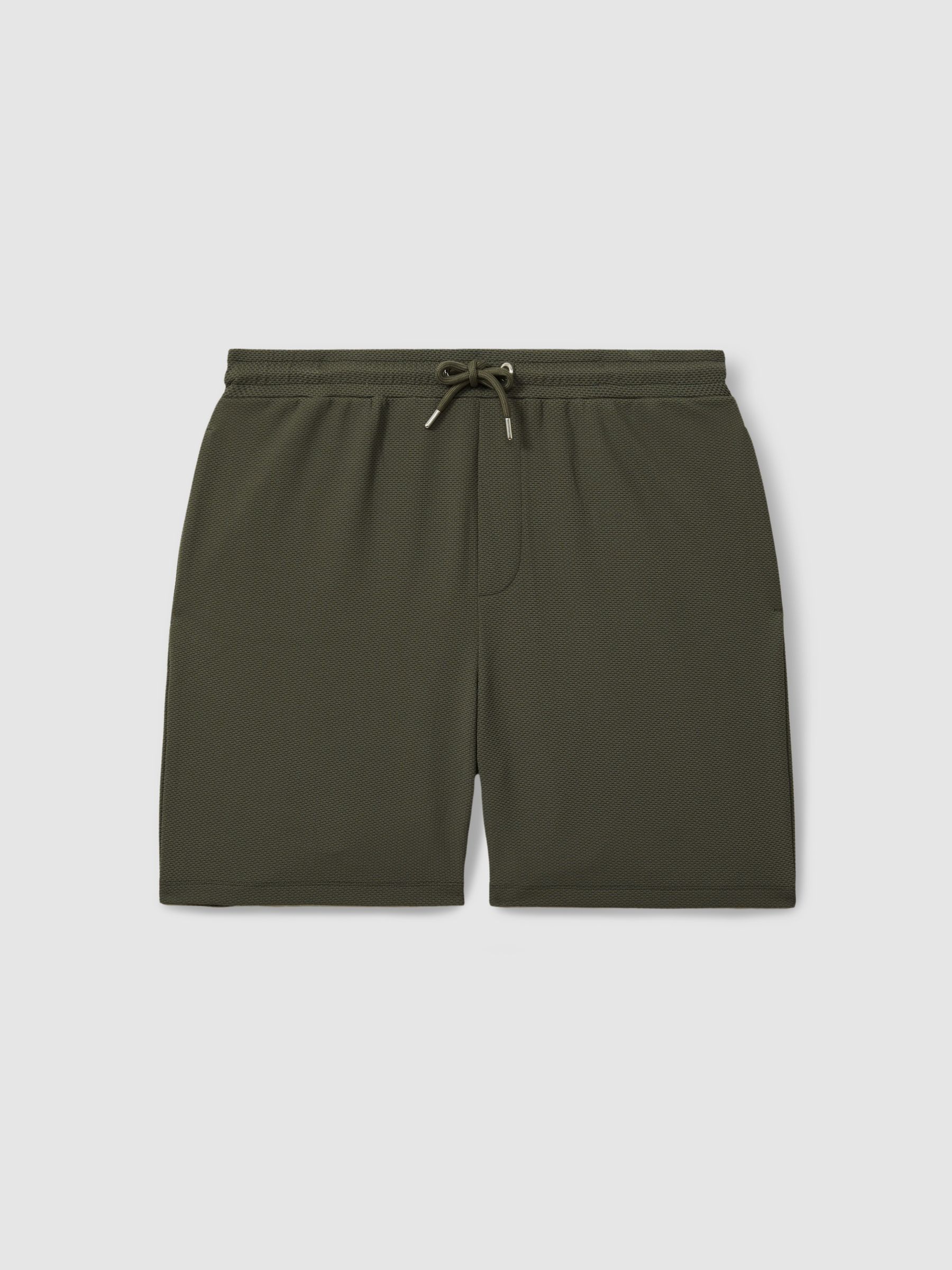 Textured Drawstring Shorts in Green Smoke - Image 2 of 6