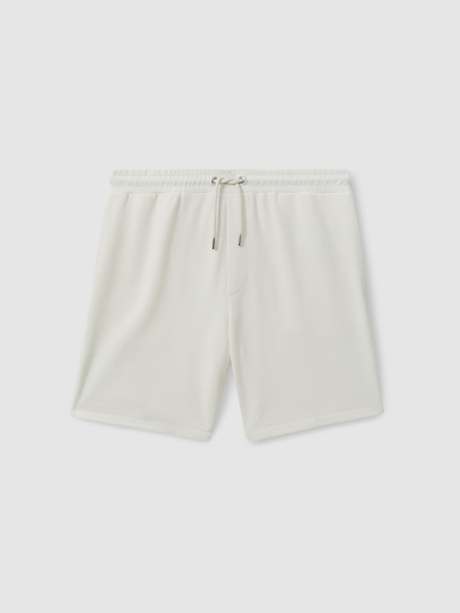 Textured Drawstring Shorts in Off White - Image 2 of 5