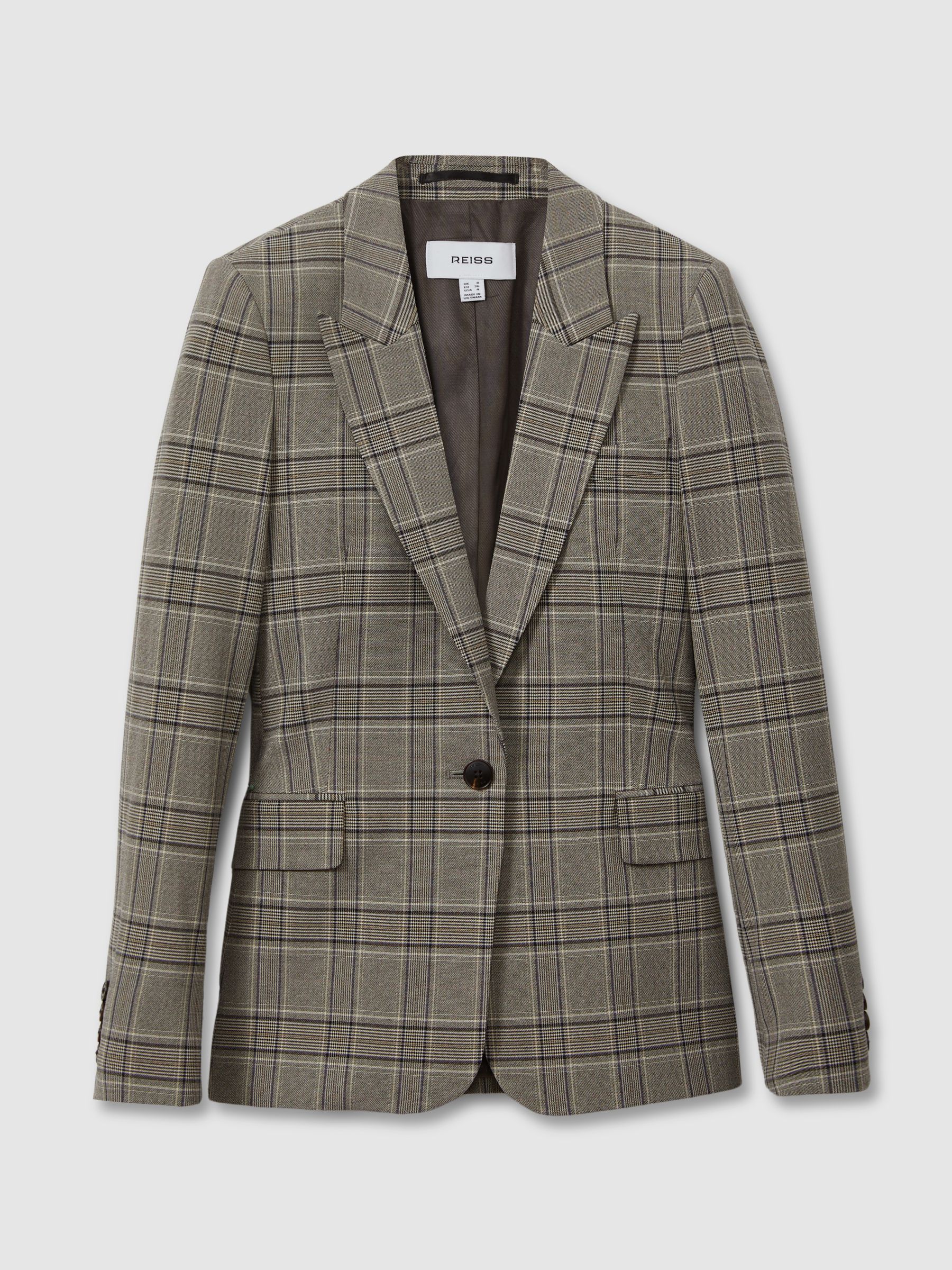 Petite Checked Slim Fit Suit Blazer in Grey Check - Image 2 of 7