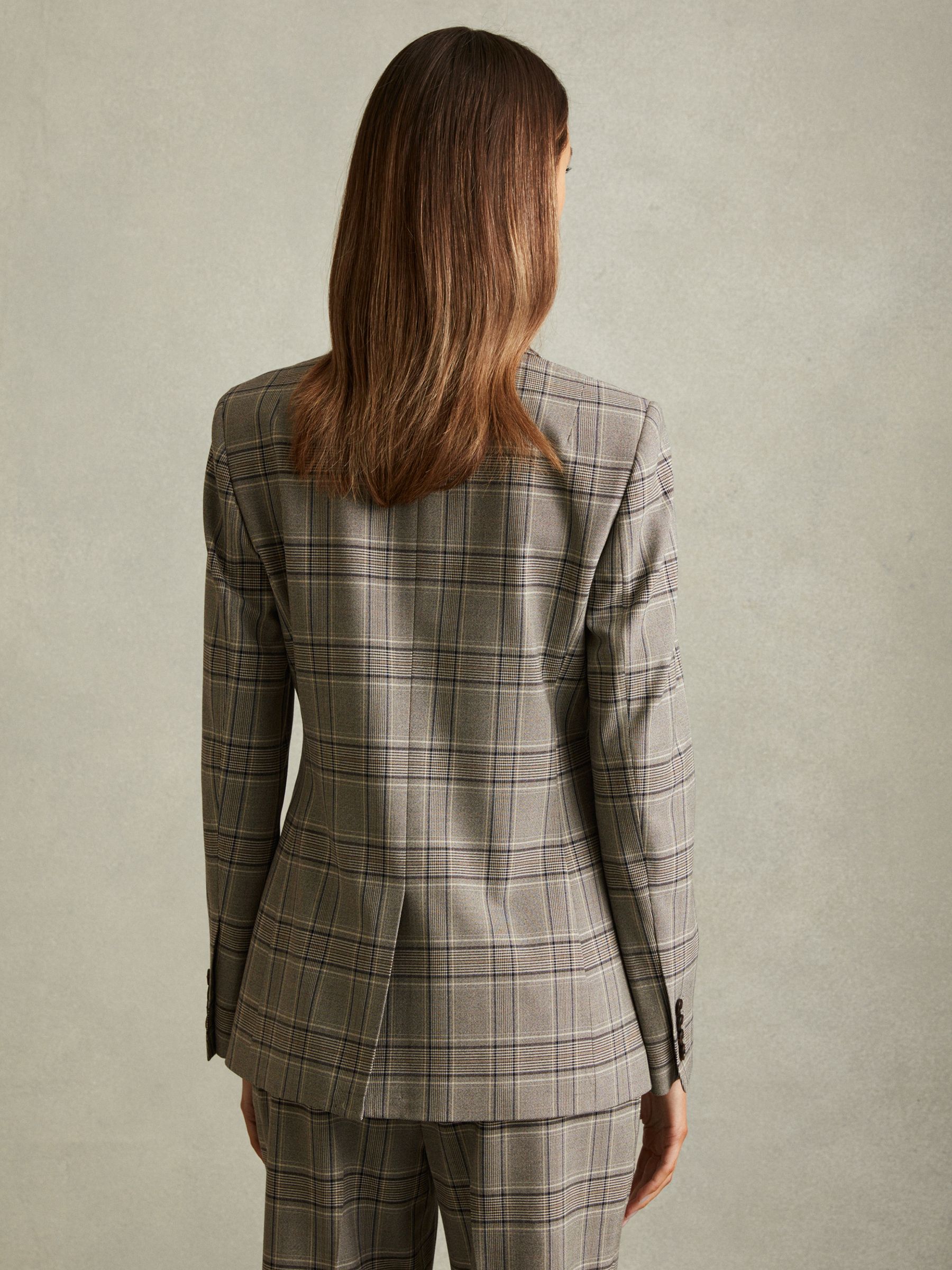 Petite Checked Slim Fit Suit Blazer in Grey Check - Image 5 of 7