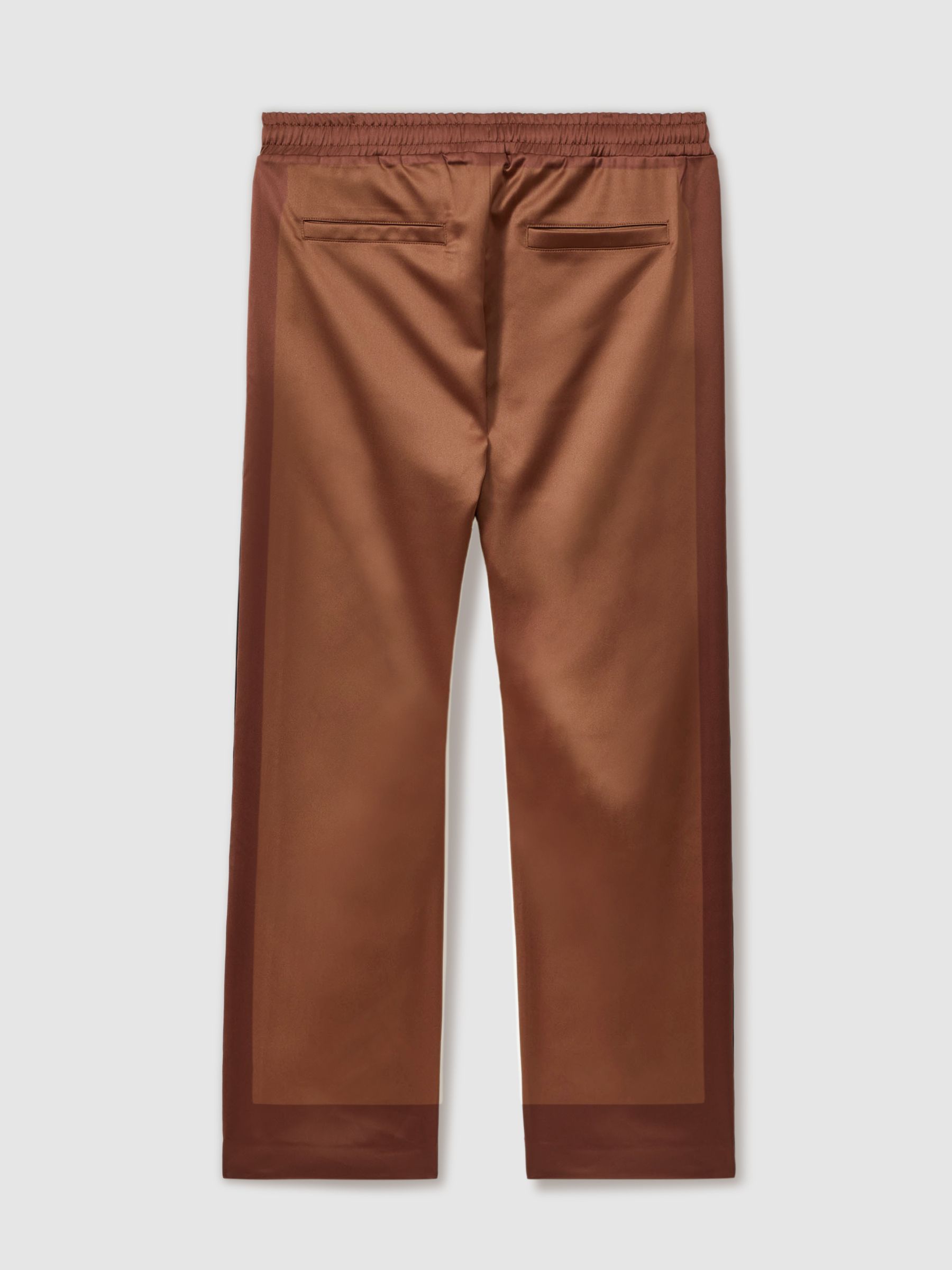 Basa Tobacco/Ecru Ché Satin Effect Colourblock Drawstring Trousers - Image 3 of 5
