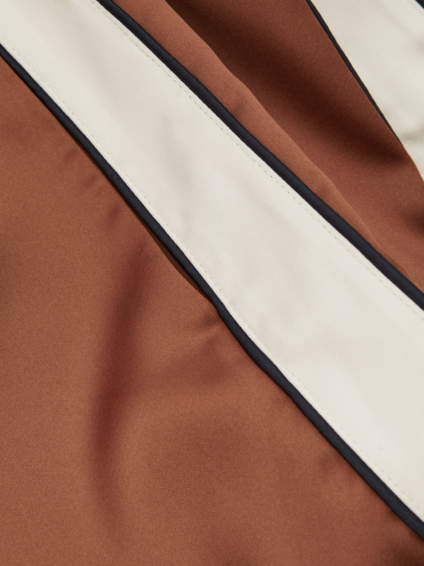 Basa Tobacco/Ecru Ché Satin Effect Colourblock Drawstring Trousers - Image 4 of 5