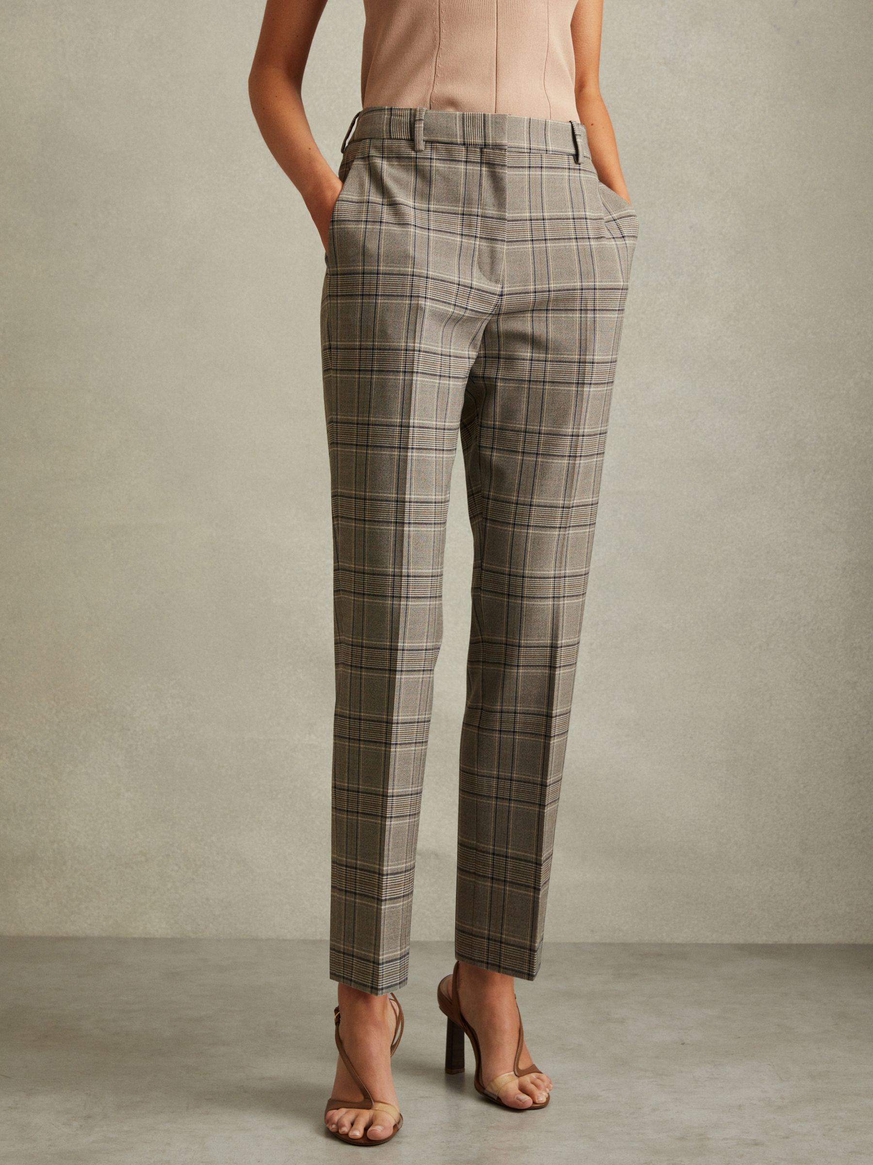 Checked Slim Fit Suit Trousers in Grey Check - Image 3 of 6