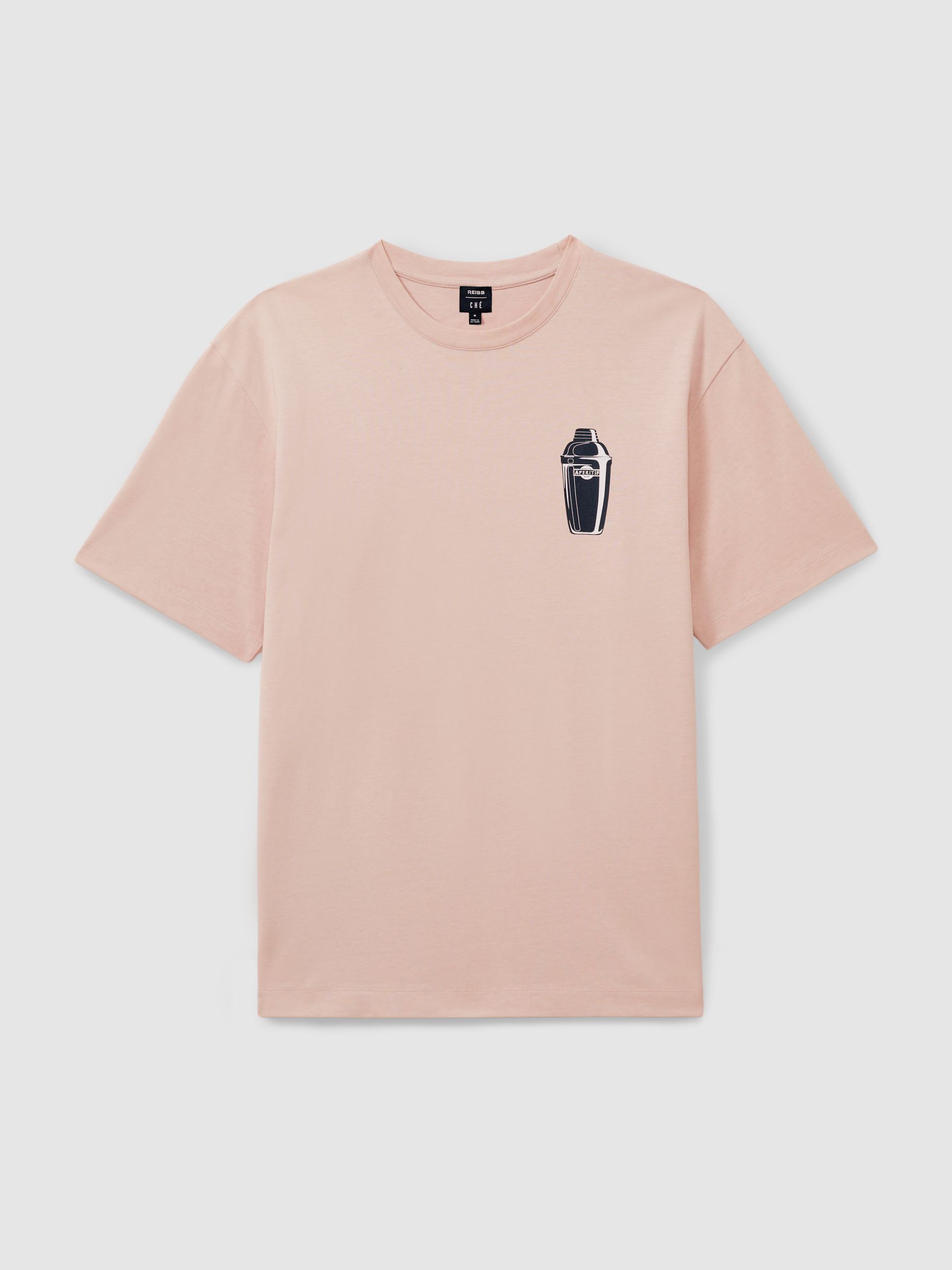 Shaker Soft Pink Reiss | Ché Oversized Cotton Cocktail Print T-Shirt - Image 2 of 6 Shaker Soft Pink Reiss | Ché Oversized Cotton Cocktail Print T-Shirt - Image 2 of 6