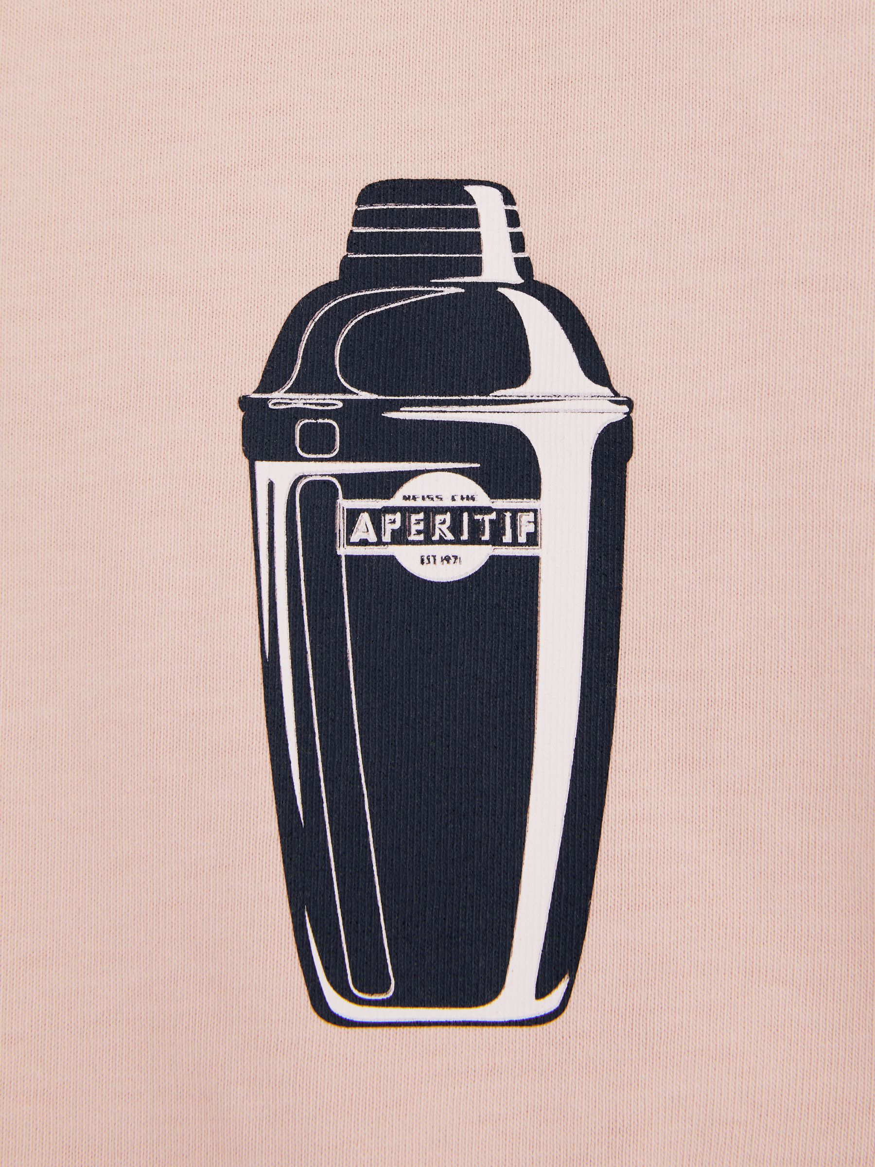 Shaker Soft Pink Reiss | Ché Oversized Cotton Cocktail Print T-Shirt - Image 5 of 6