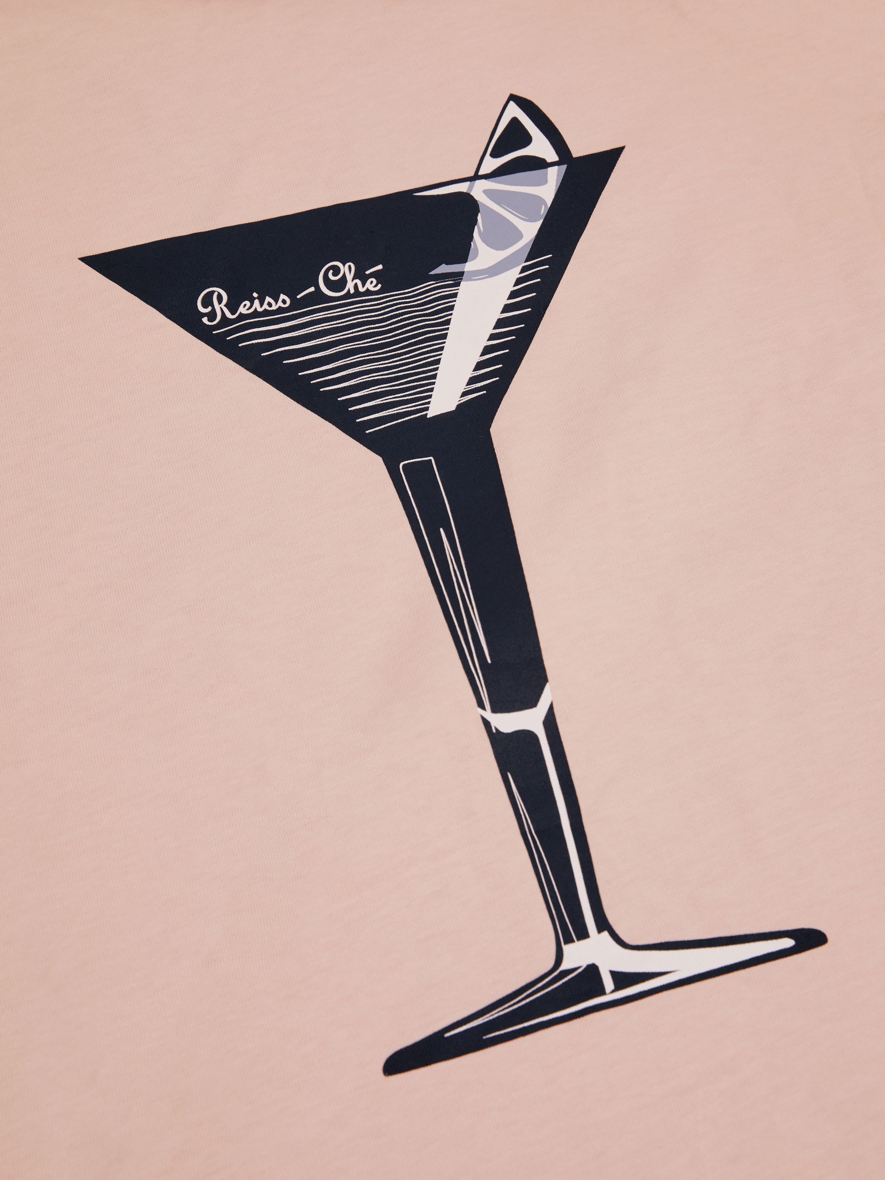 Shaker Soft Pink Reiss | Ché Oversized Cotton Cocktail Print T-Shirt - Image 6 of 6