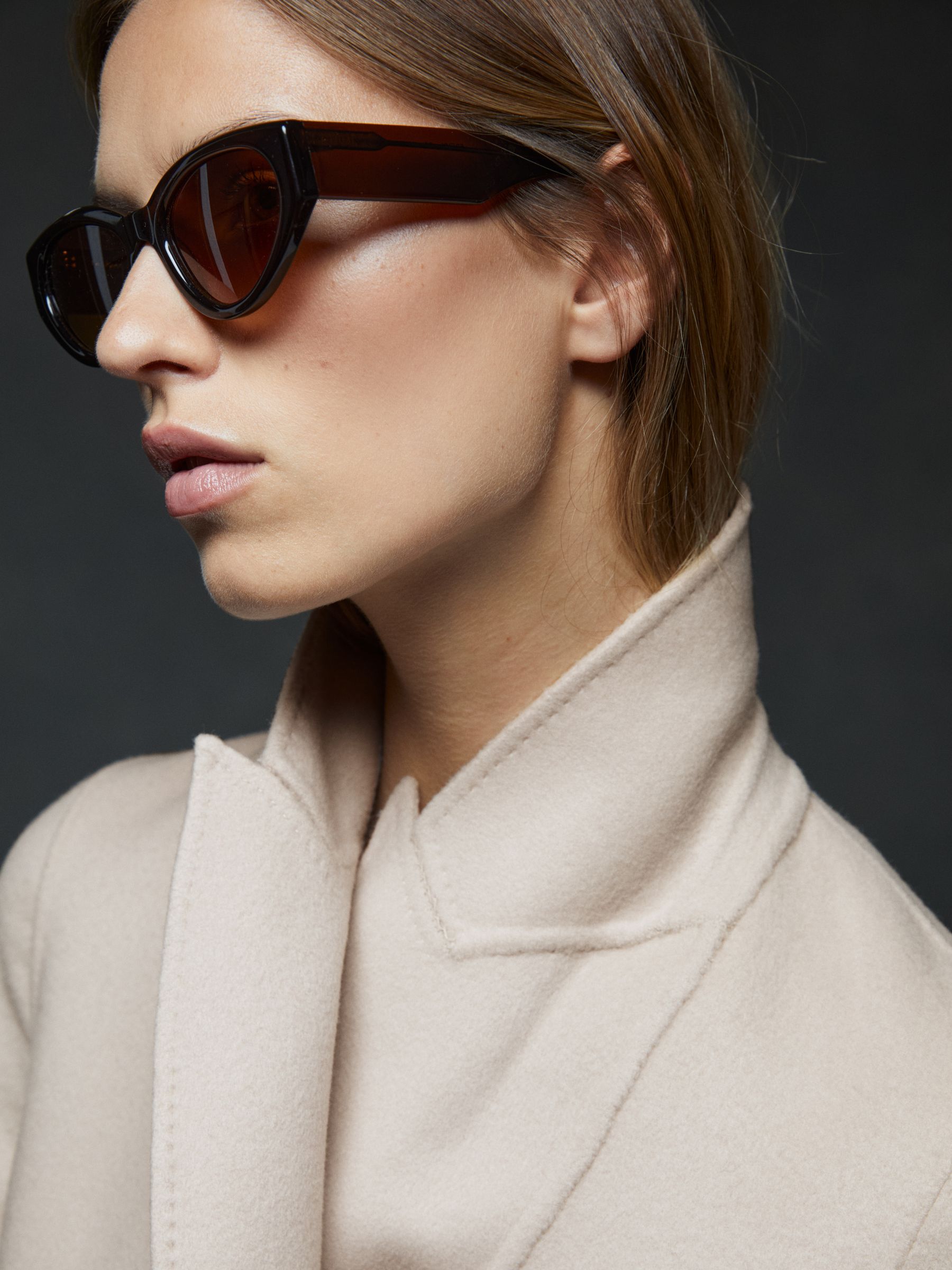 Wool-Blend Double-Breasted Blindseam Coat in Neutral - Image 6 of 7