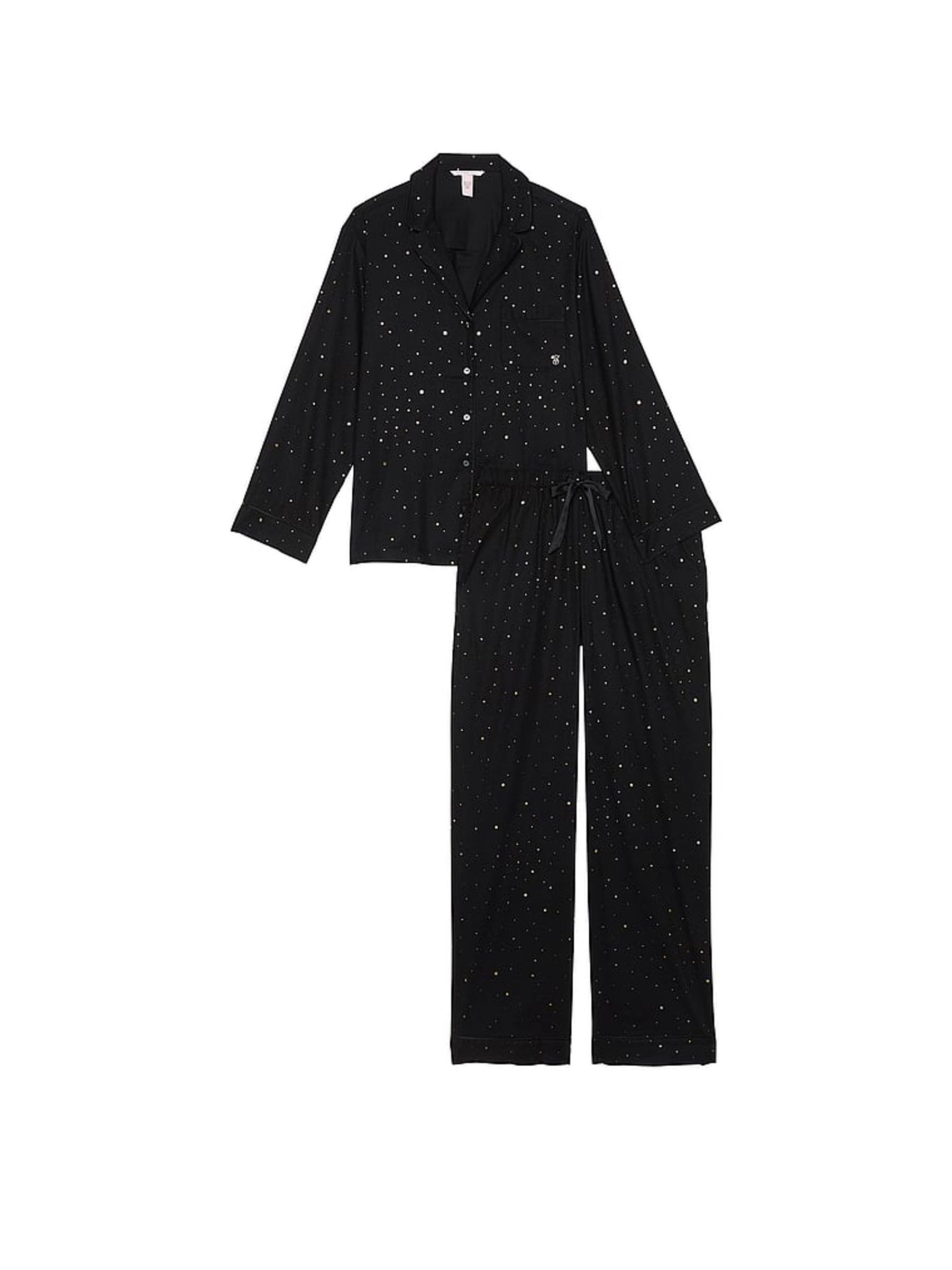 Black Foil Night Sky Flannel Long Pyjama Set - Image 3 of 3
